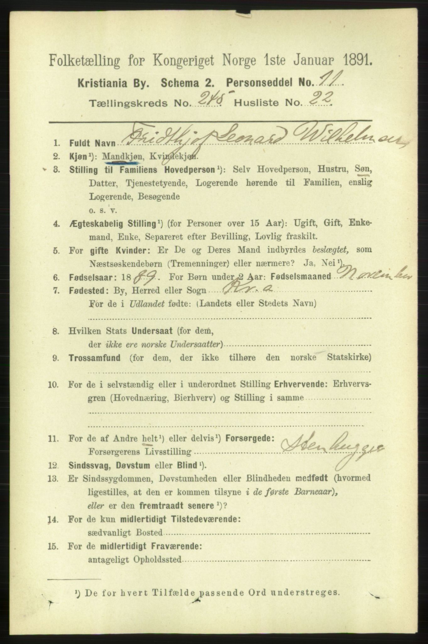 RA, 1891 census for 0301 Kristiania, 1891, p. 149925