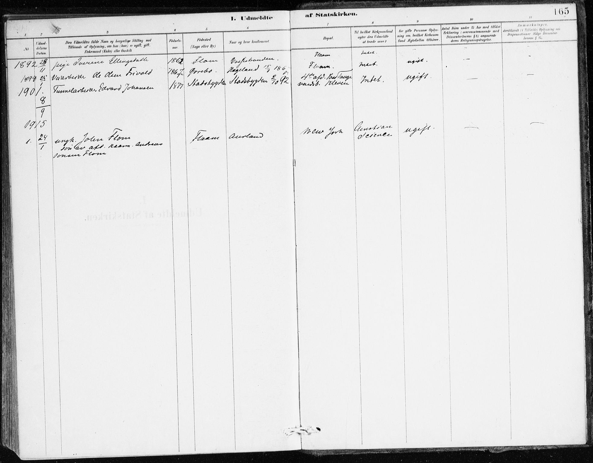 Aurland sokneprestembete, SAB/A-99937/H/Ha/Hac/L0001: Parish register (official) no. C 1, 1880-1921, p. 165