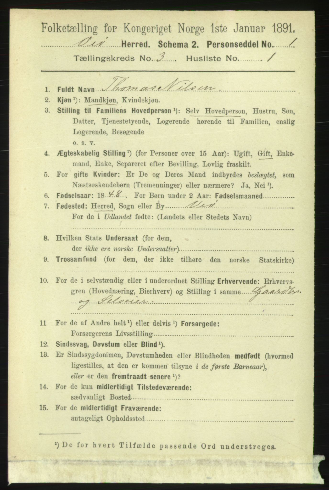 RA, 1891 census for 1541 Veøy, 1891, p. 1421