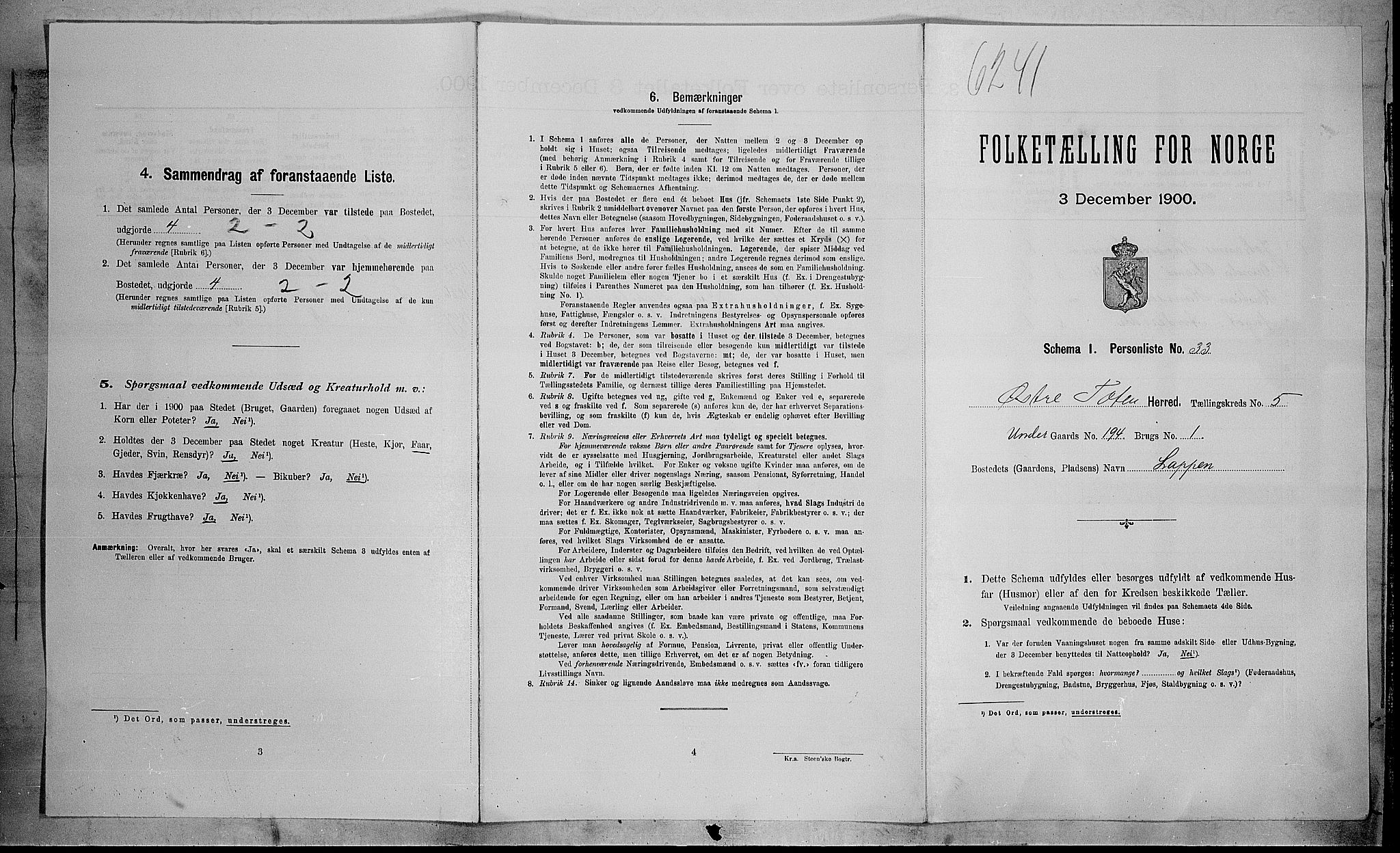 SAH, 1900 census for Østre Toten, 1900, p. 1233