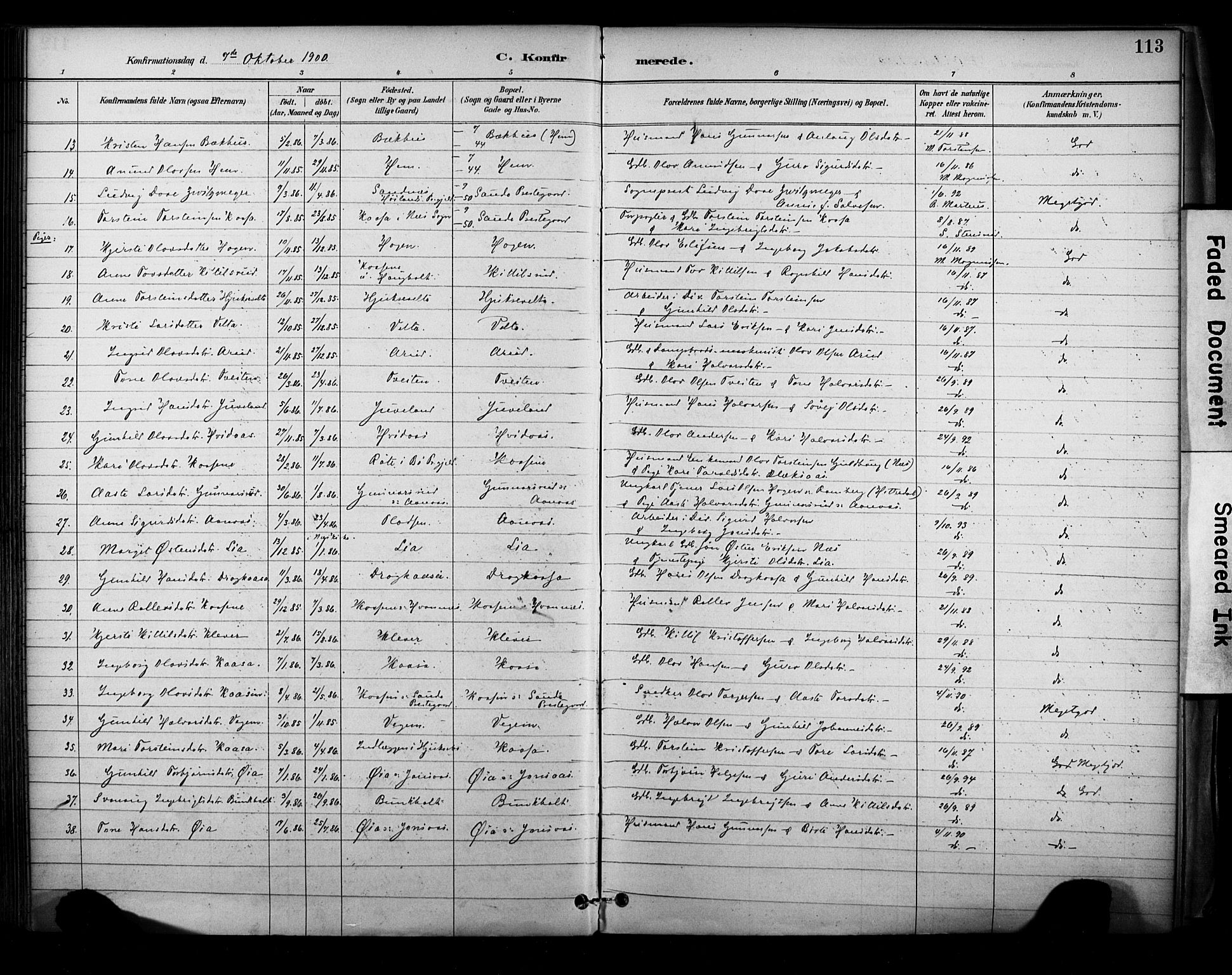 Sauherad kirkebøker, AV/SAKO-A-298/F/Fa/L0009: Parish register (official) no. I 9, 1887-1912, p. 113