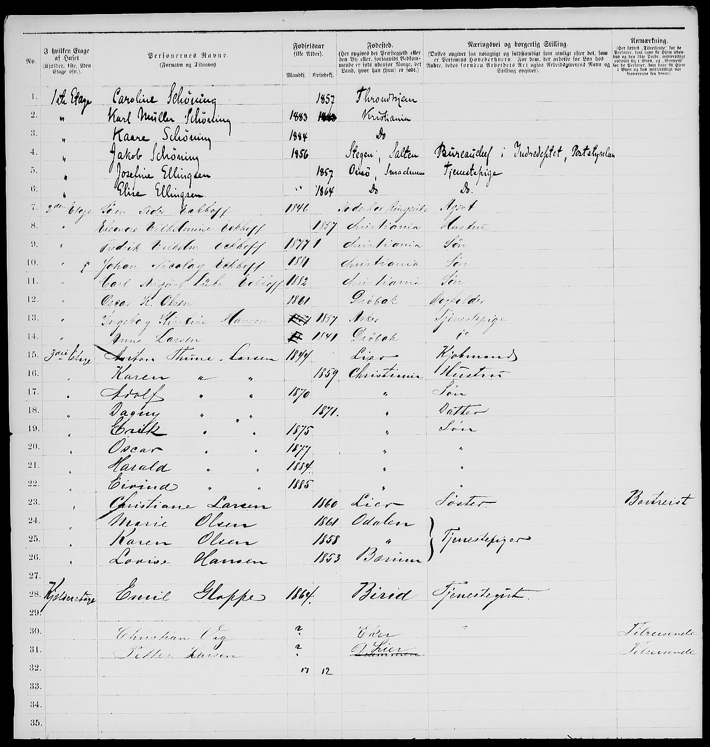 RA, 1885 census for 0301 Kristiania, 1885, p. 2390