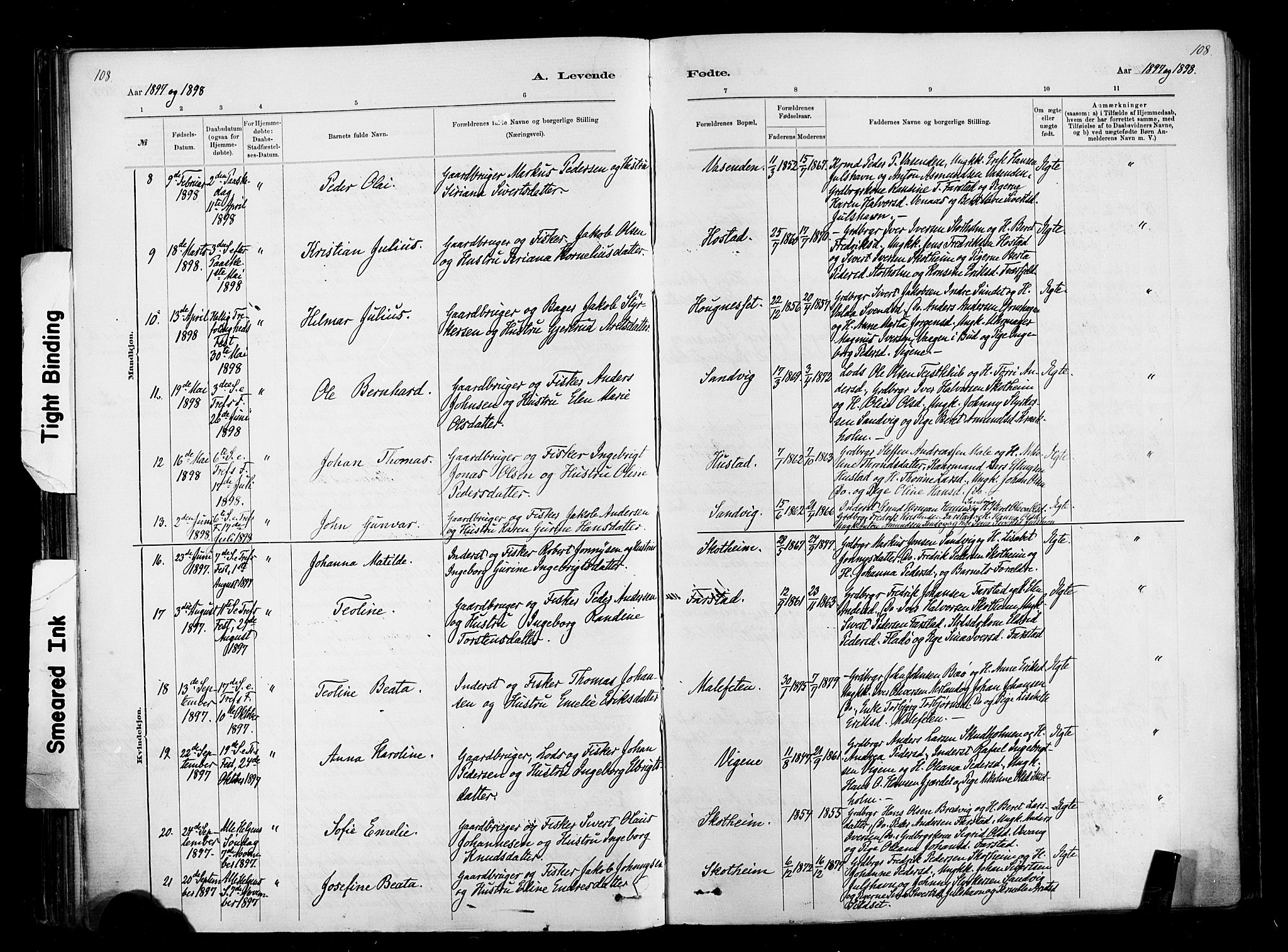 Ministerialprotokoller, klokkerbøker og fødselsregistre - Møre og Romsdal, AV/SAT-A-1454/567/L0778: Parish register (official) no. 567A01, 1881-1903, p. 108