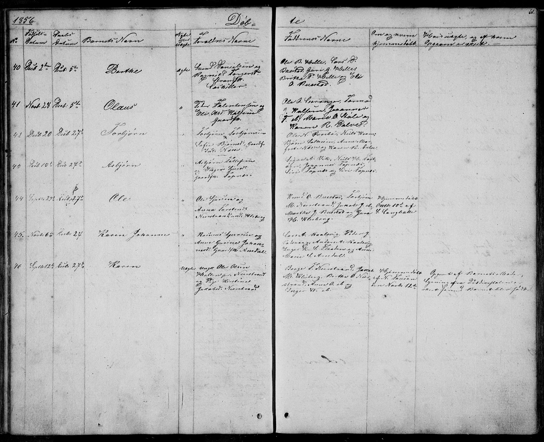Nedstrand sokneprestkontor, SAST/A-101841/01/IV: Parish register (official) no. A 8, 1839-1860, p. 61