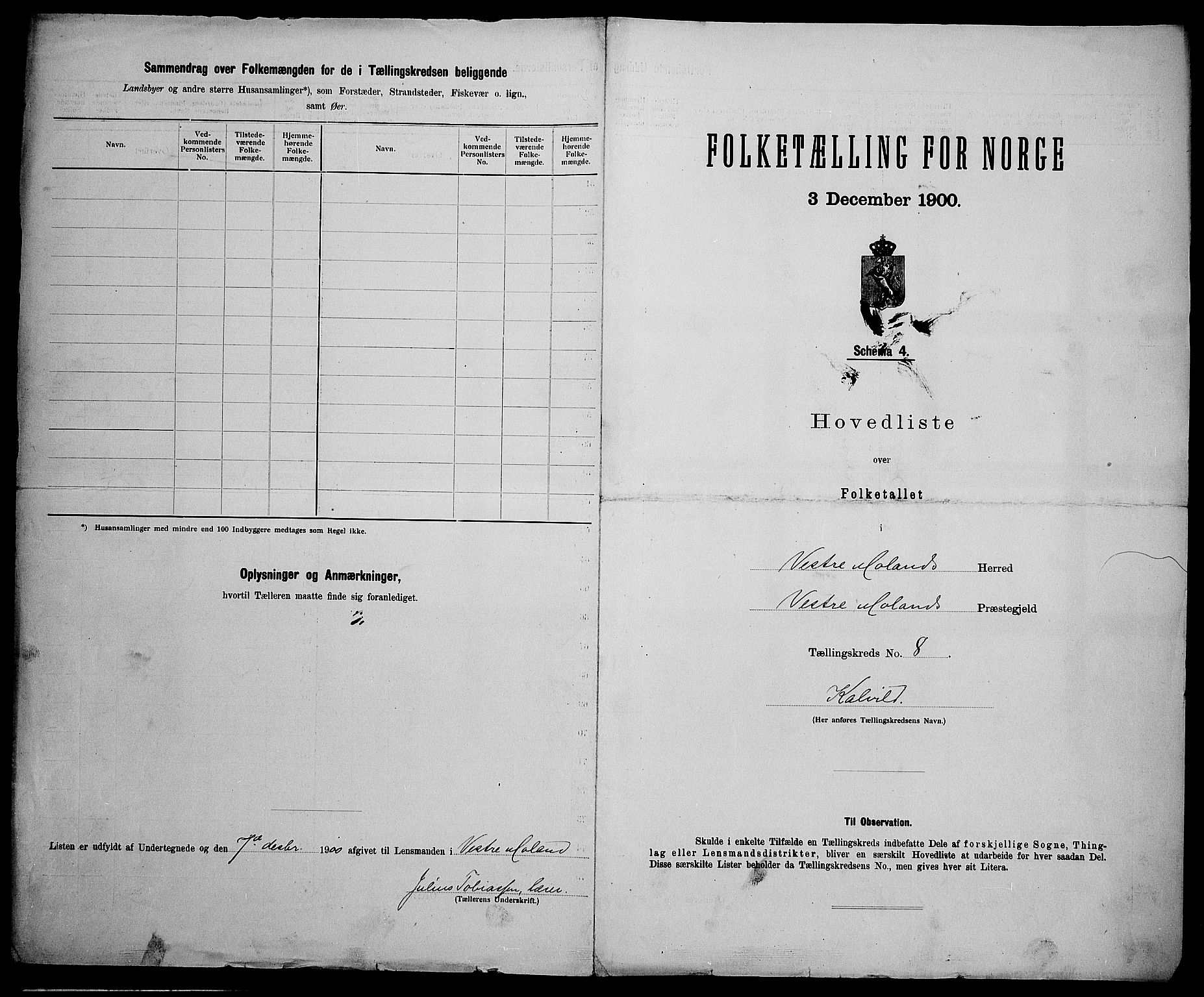SAK, 1900 census for Vestre Moland, 1900, p. 28