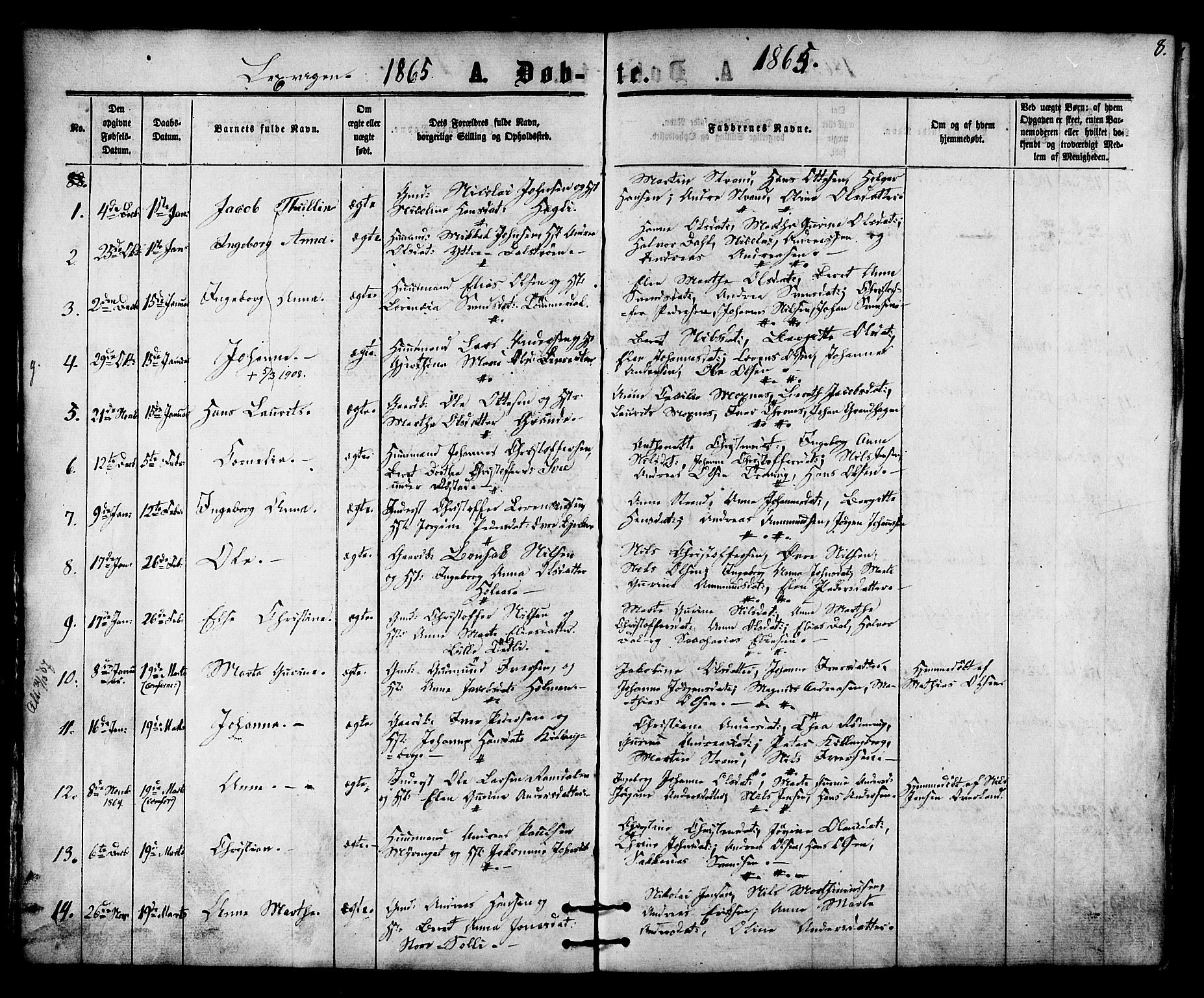 Ministerialprotokoller, klokkerbøker og fødselsregistre - Nord-Trøndelag, SAT/A-1458/701/L0009: Parish register (official) no. 701A09 /1, 1864-1882, p. 8