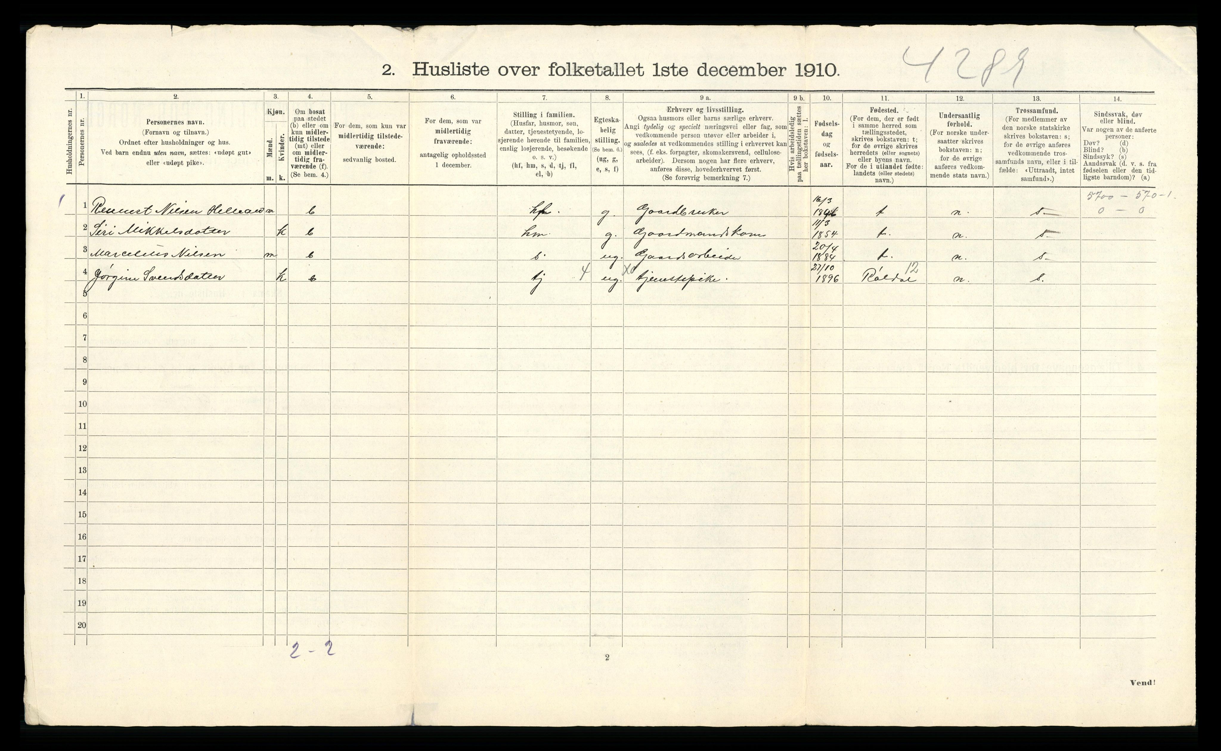 RA, 1910 census for Etne, 1910, p. 51