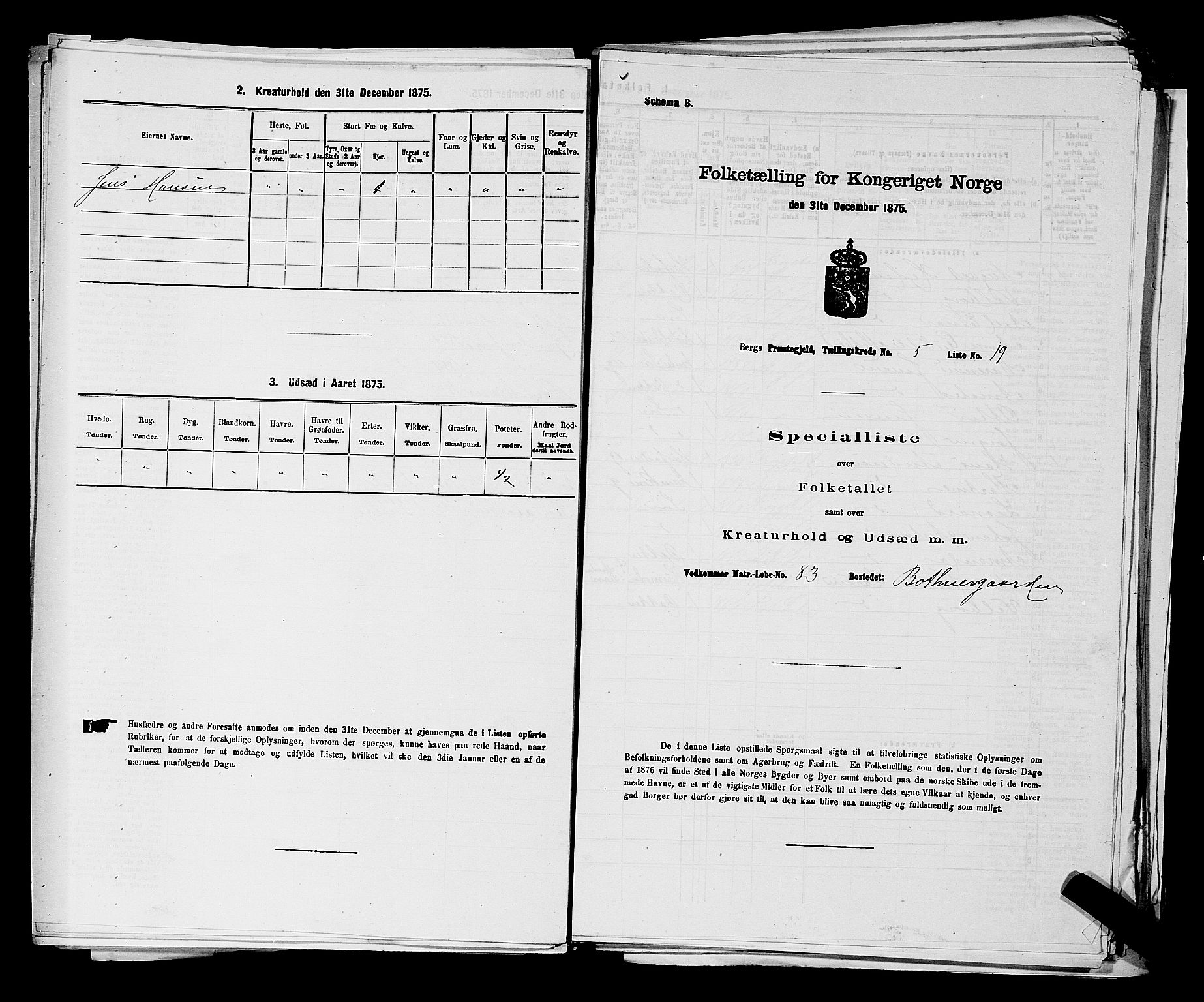 RA, 1875 census for 0116P Berg, 1875, p. 723