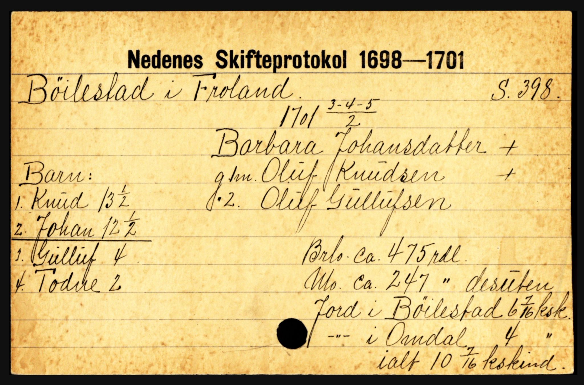 Nedenes sorenskriveri før 1824, AV/SAK-1221-0007/H, p. 4785