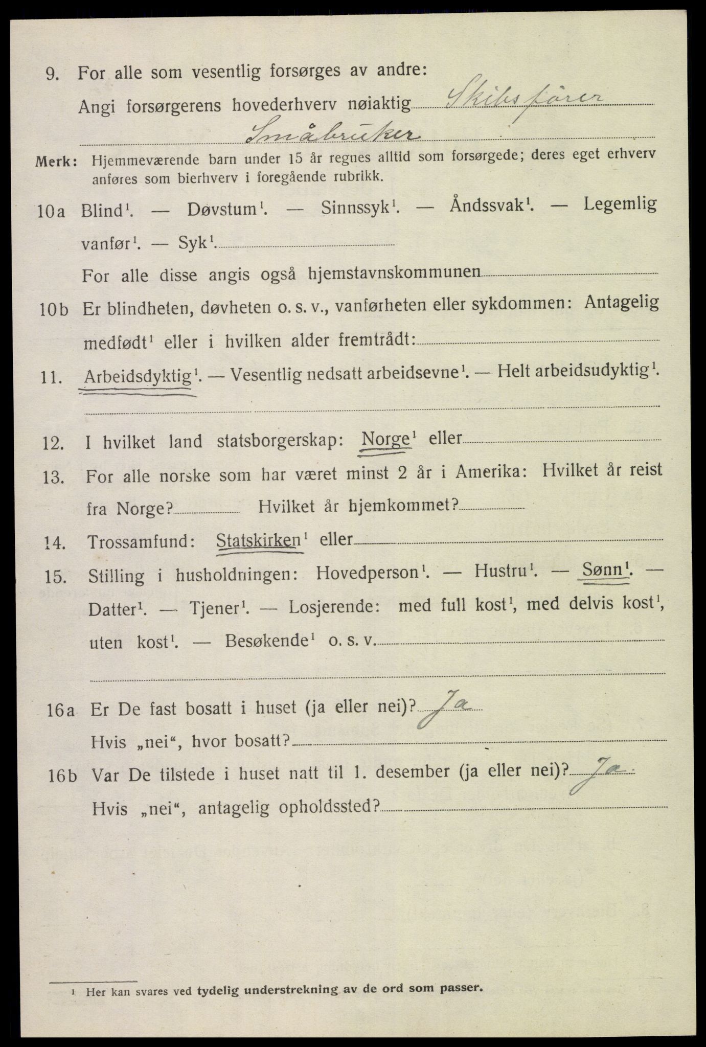 SAK, 1920 census for Fjære, 1920, p. 10392