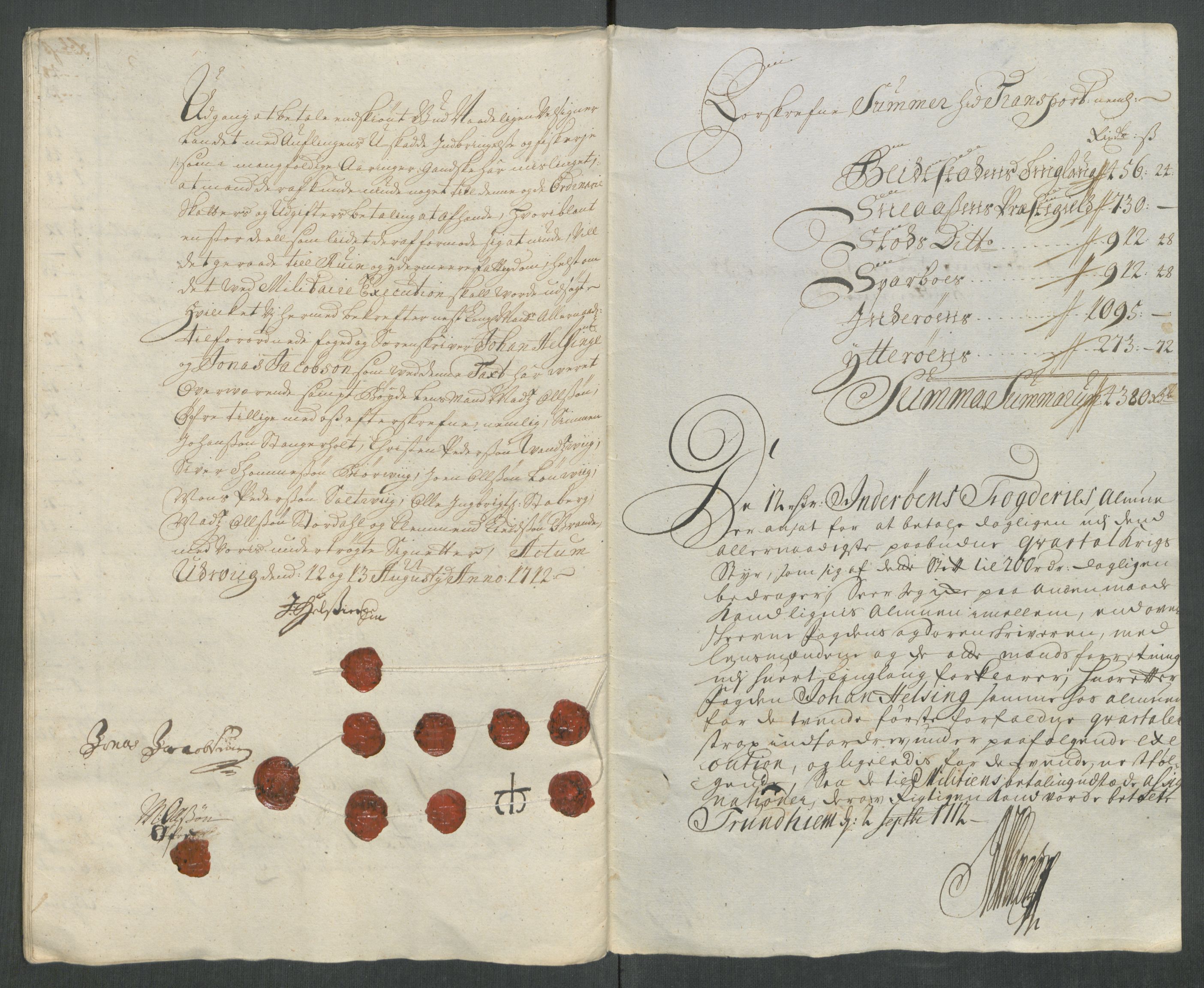 Rentekammeret inntil 1814, Reviderte regnskaper, Fogderegnskap, AV/RA-EA-4092/R63/L4320: Fogderegnskap Inderøy, 1712, p. 173