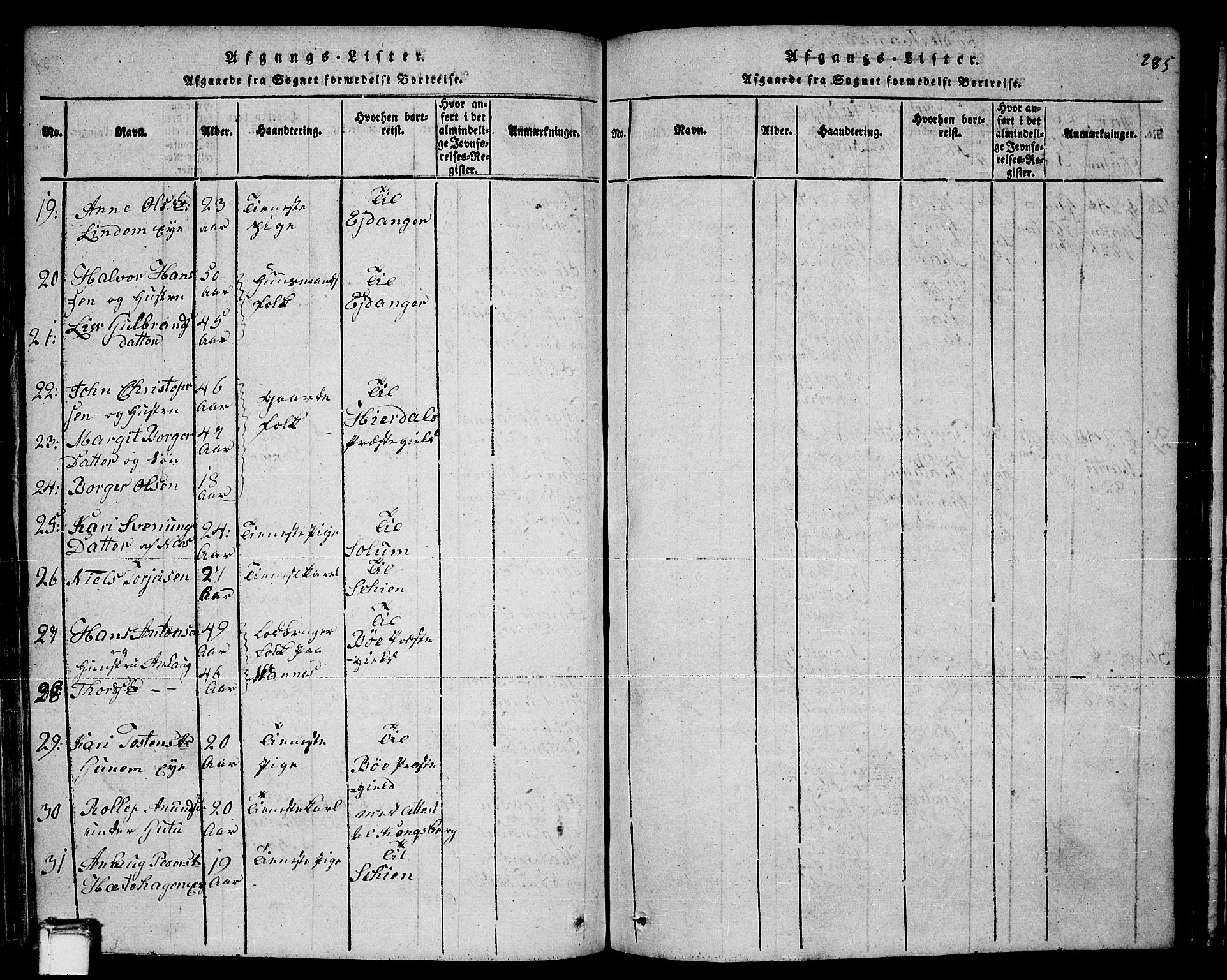 Sauherad kirkebøker, SAKO/A-298/F/Fa/L0005: Parish register (official) no. I 5, 1815-1829, p. 285