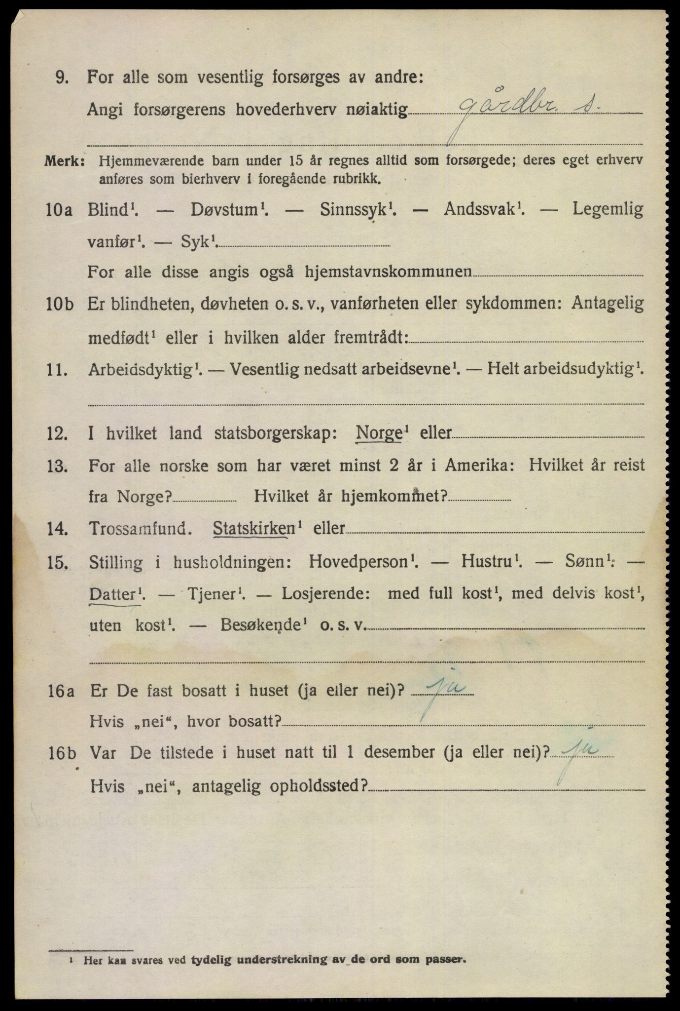 SAKO, 1920 census for Bamble, 1920, p. 4296