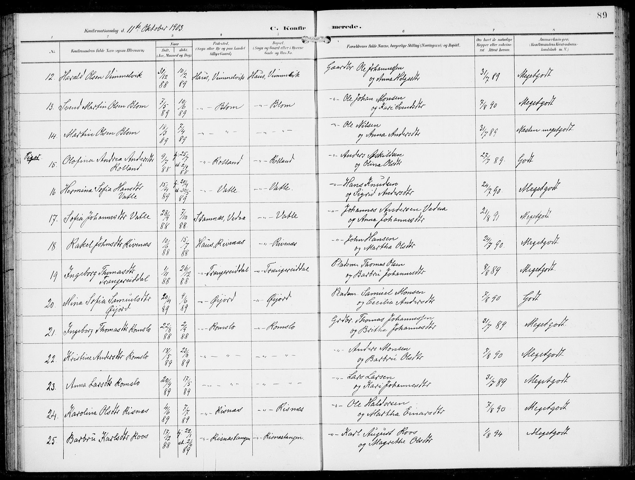 Haus sokneprestembete, SAB/A-75601/H/Haa: Parish register (official) no. B  2, 1899-1912, p. 89