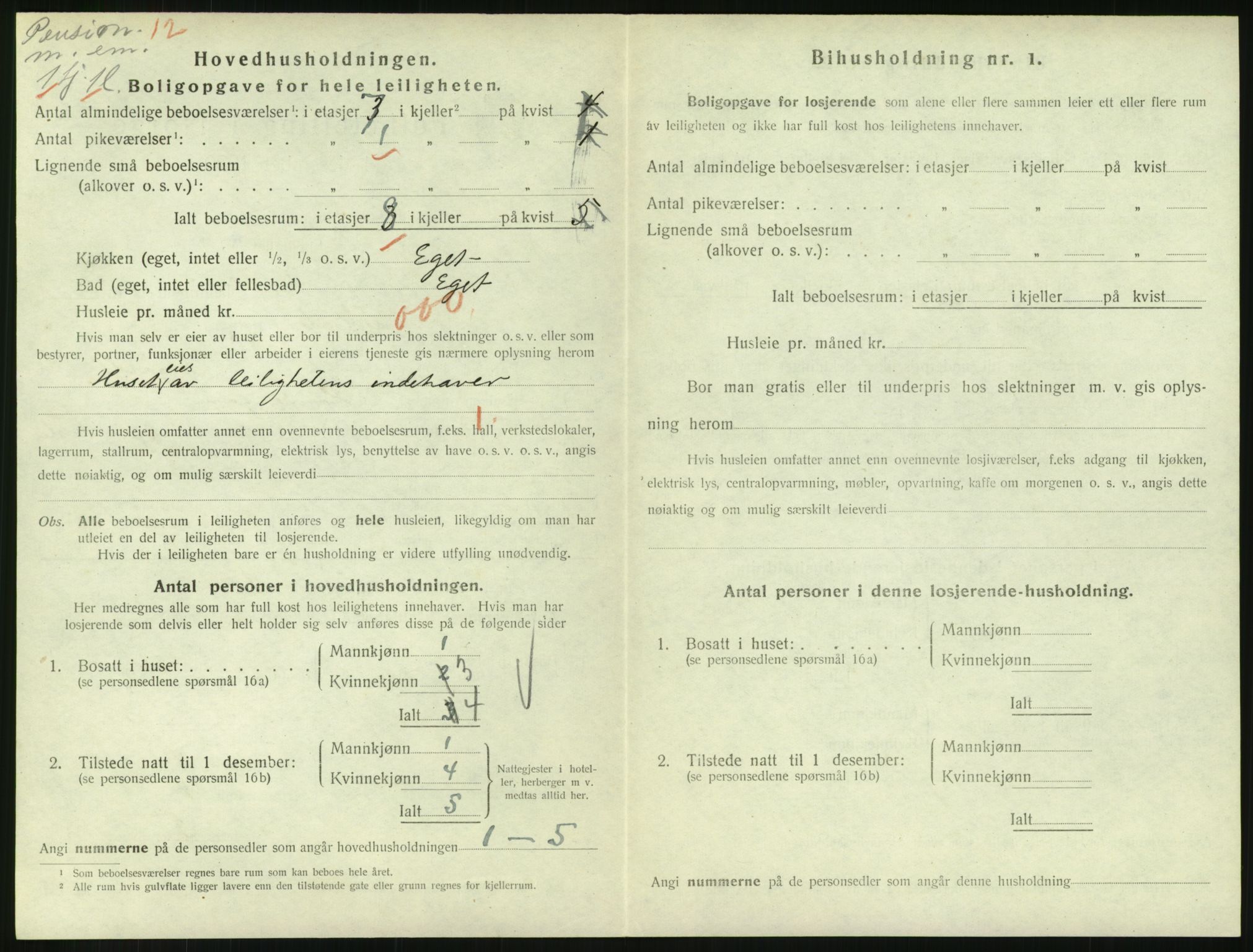 SAH, 1920 census for Lillehammer, 1920, p. 1687