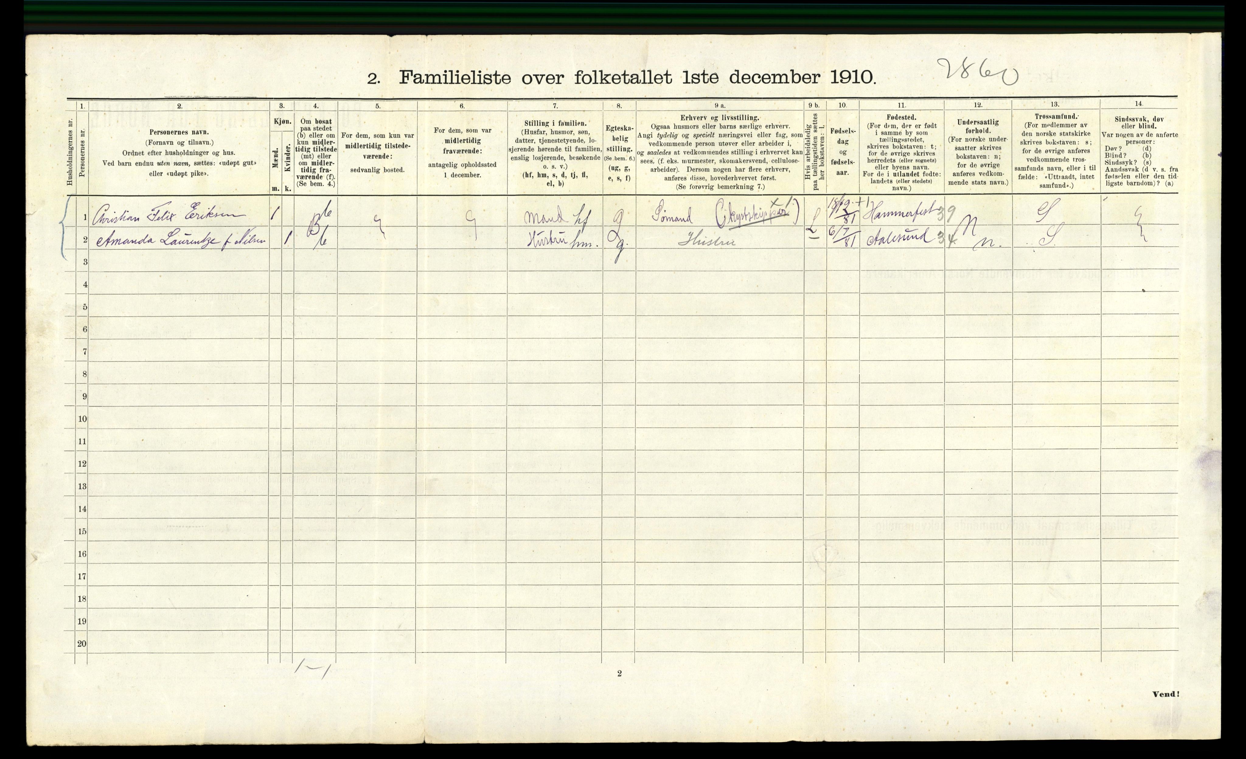 RA, 1910 census for Bergen, 1910, p. 36414