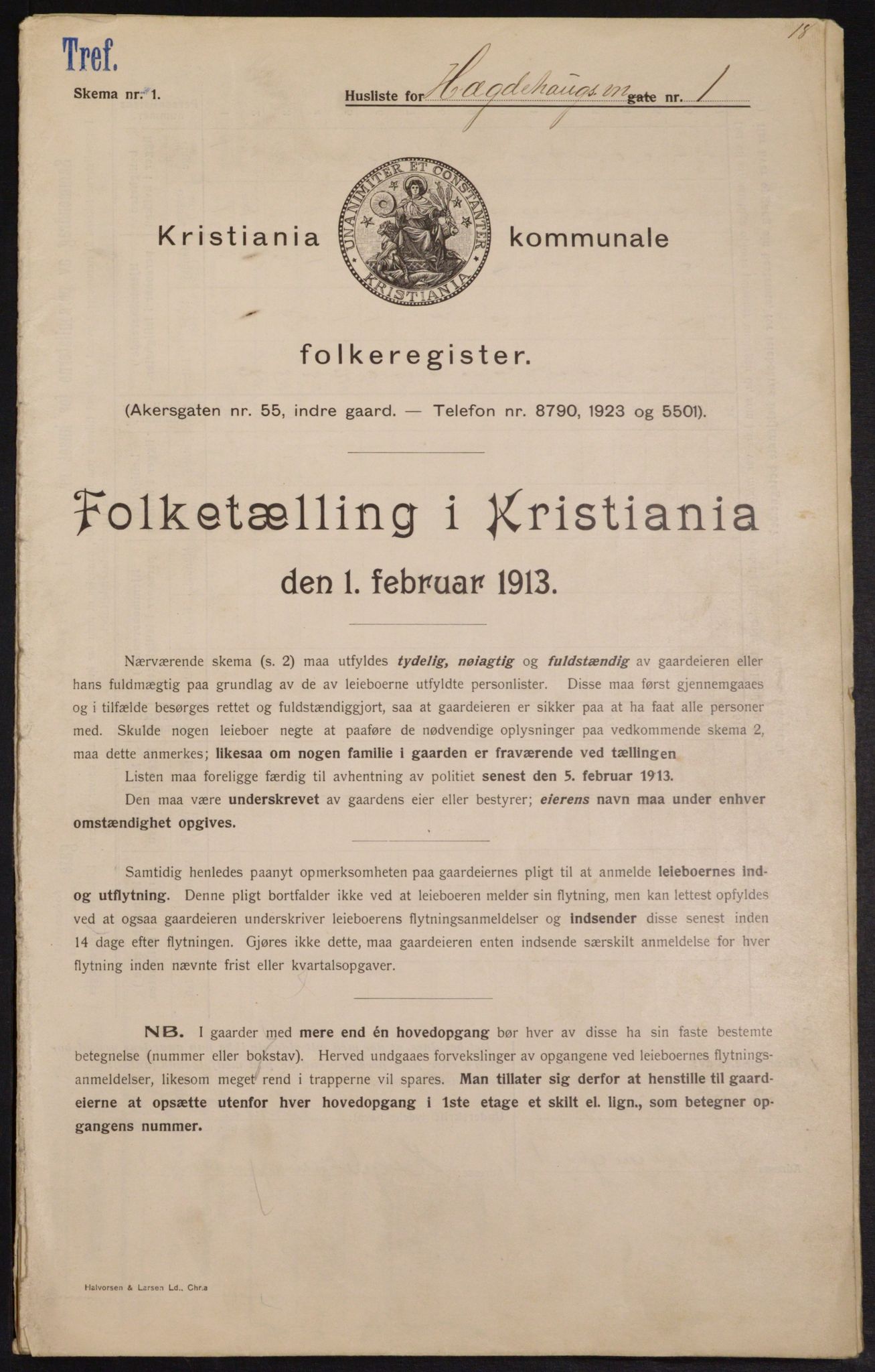 OBA, Municipal Census 1913 for Kristiania, 1913, p. 35996