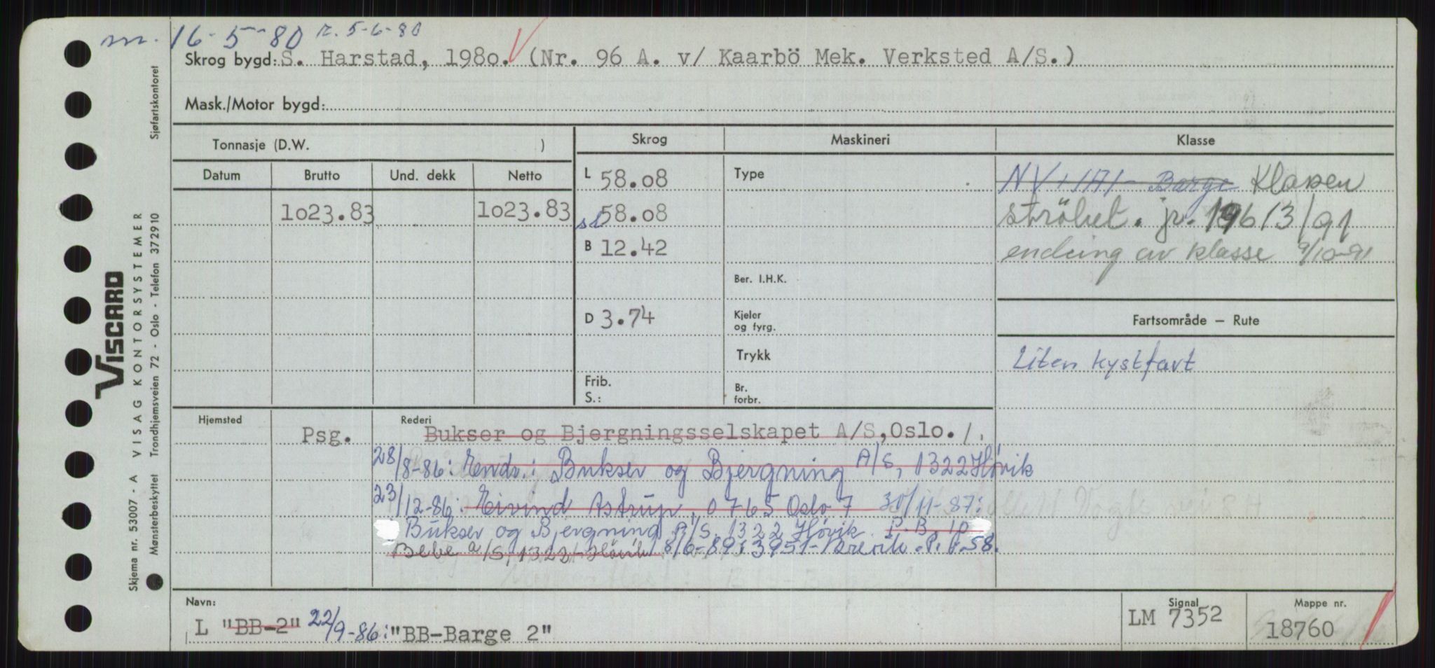 Sjøfartsdirektoratet med forløpere, Skipsmålingen, RA/S-1627/H/Hc/L0001: Lektere, A-Y, p. 15