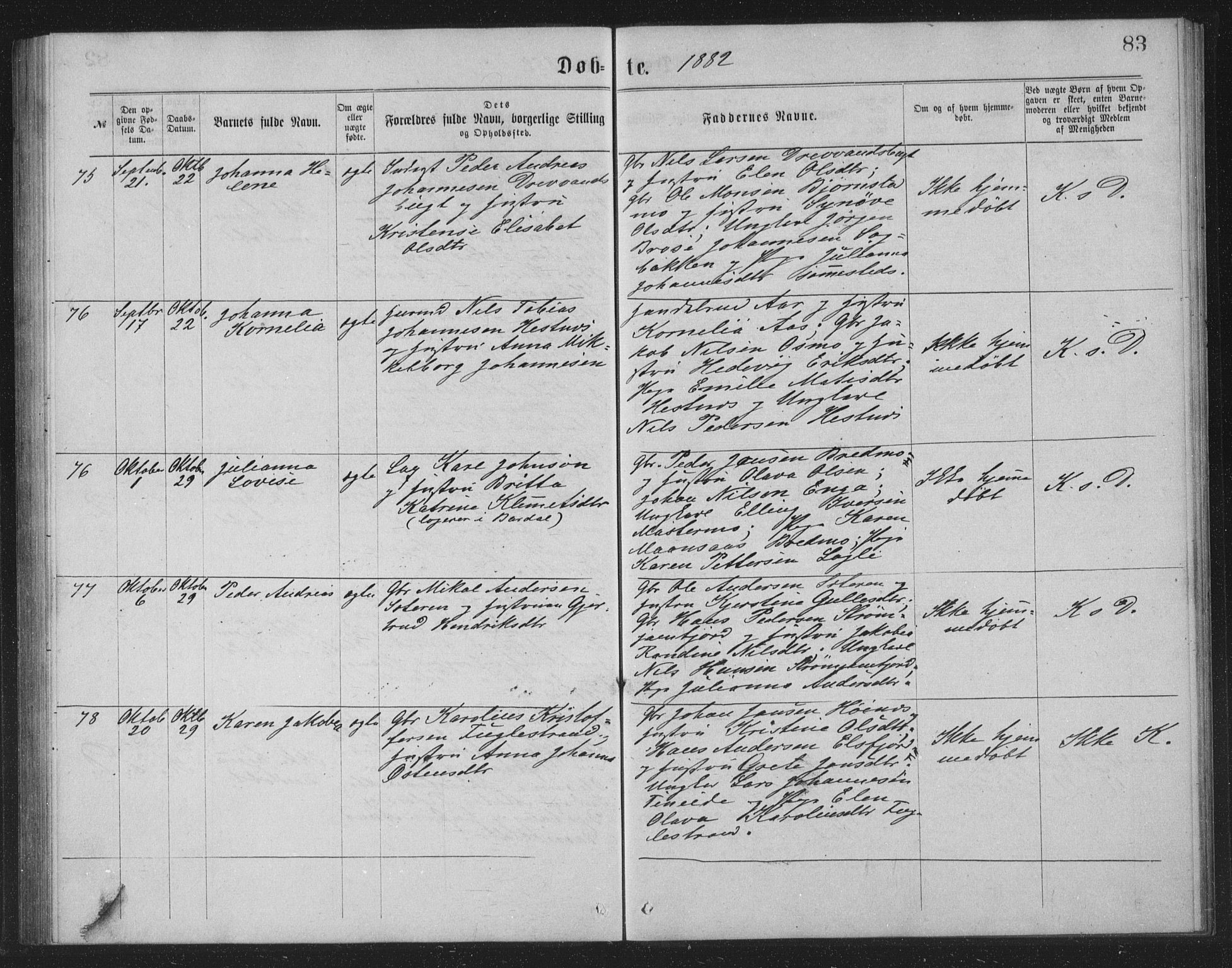 Ministerialprotokoller, klokkerbøker og fødselsregistre - Nordland, AV/SAT-A-1459/825/L0369: Parish register (copy) no. 825C06, 1873-1885, p. 83