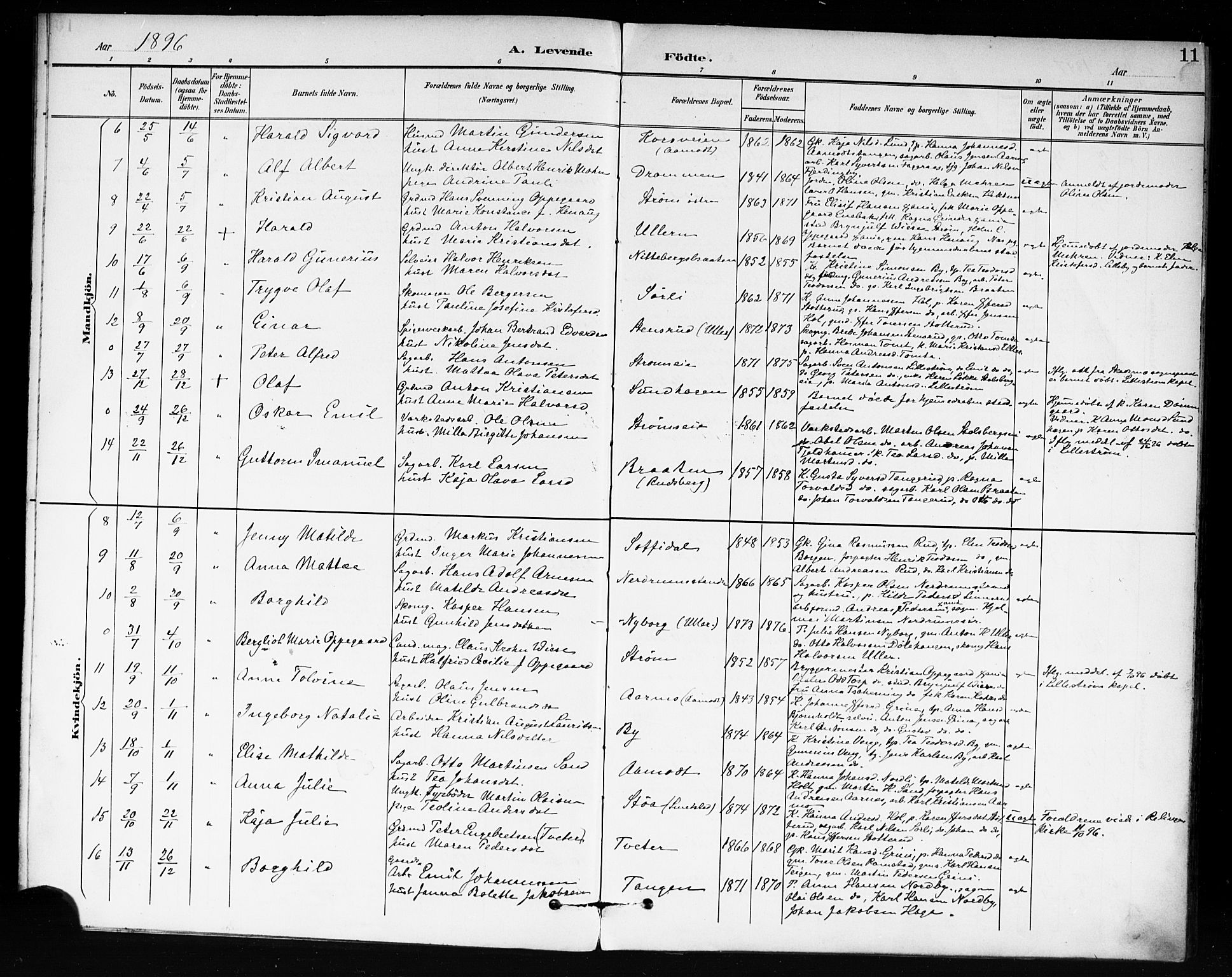 Fet prestekontor Kirkebøker, AV/SAO-A-10370a/F/Fb/L0002: Parish register (official) no. II 2, 1892-1904, p. 11