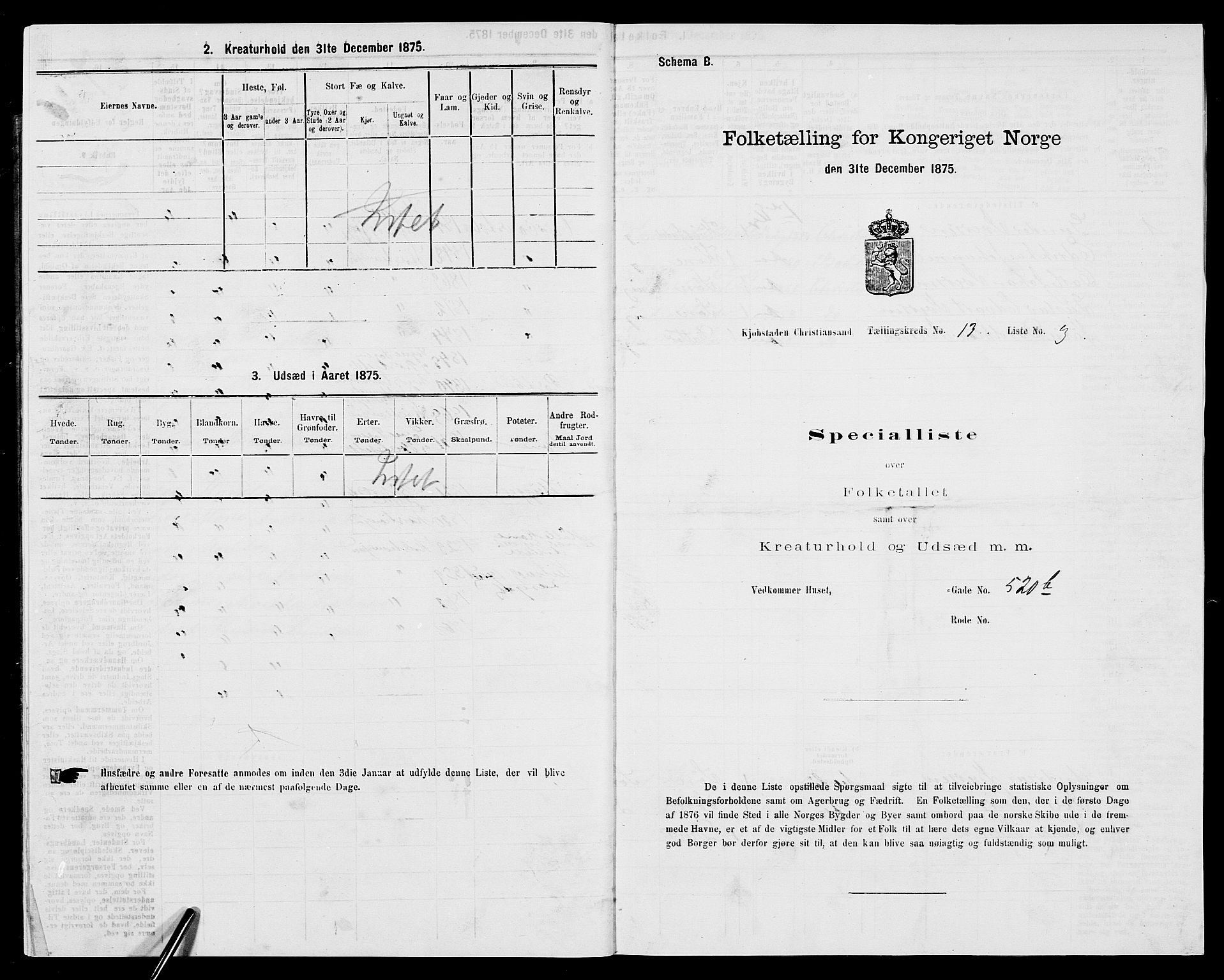 SAK, 1875 census for 1001P Kristiansand, 1875, p. 2012