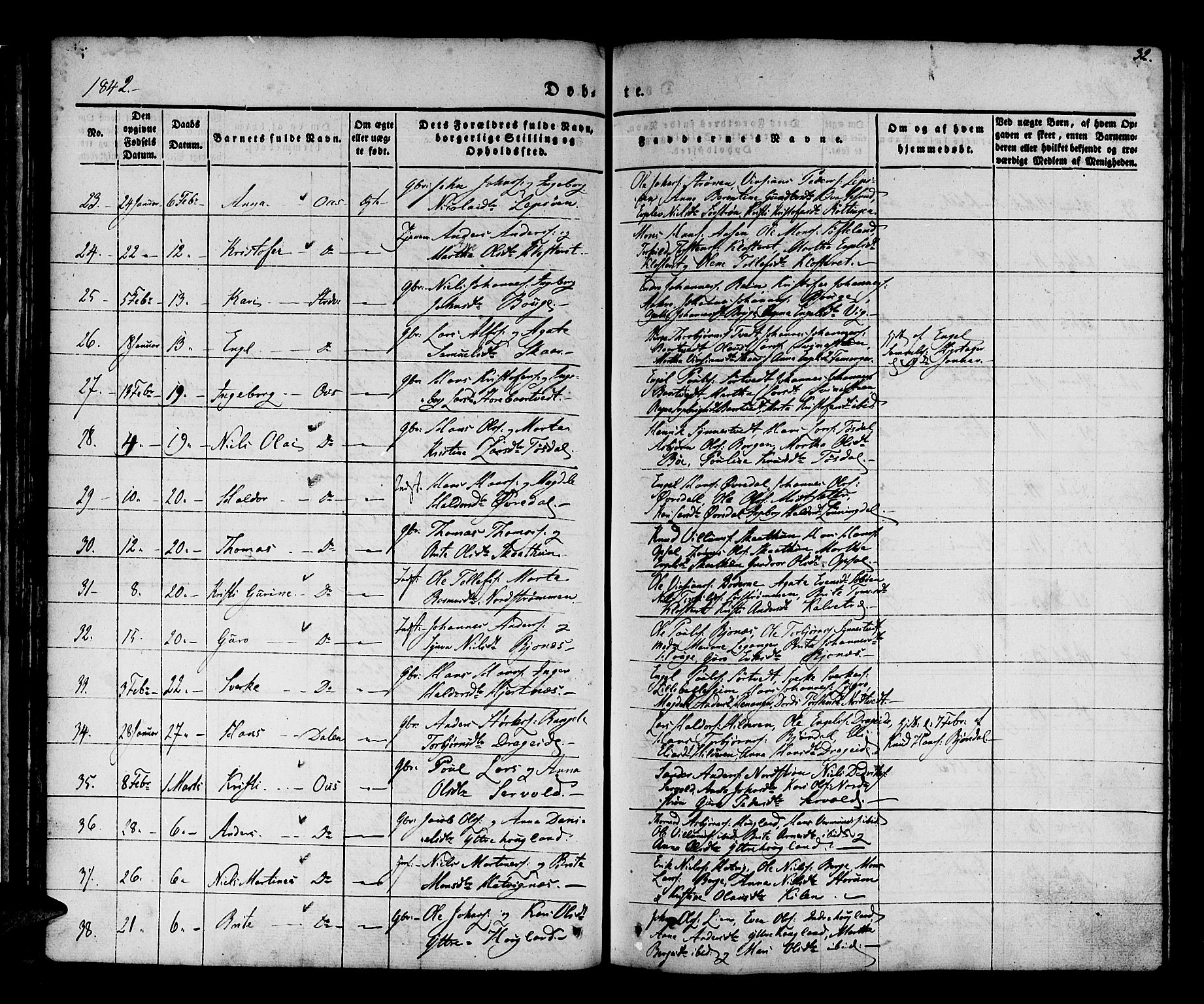 Os sokneprestembete, SAB/A-99929: Parish register (official) no. A 15, 1839-1851, p. 32