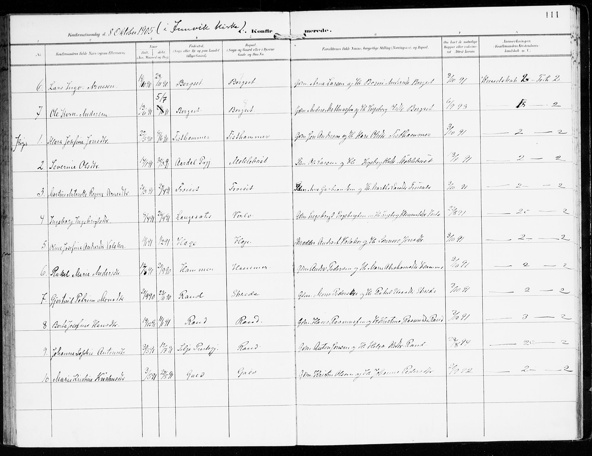 Innvik sokneprestembete, SAB/A-80501: Parish register (official) no. D 2, 1900-1921, p. 111