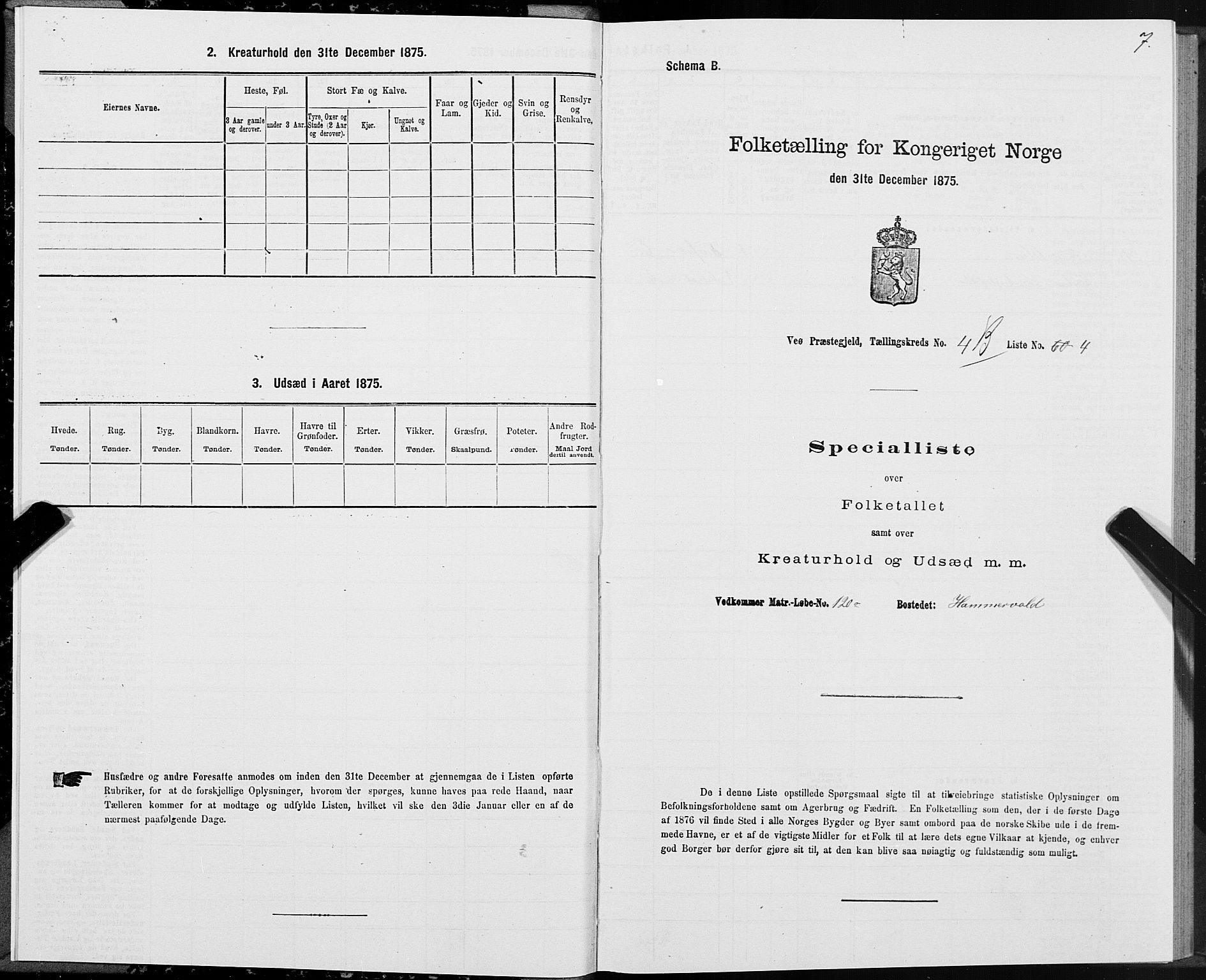 SAT, 1875 census for 1541P Veøy, 1875, p. 3007