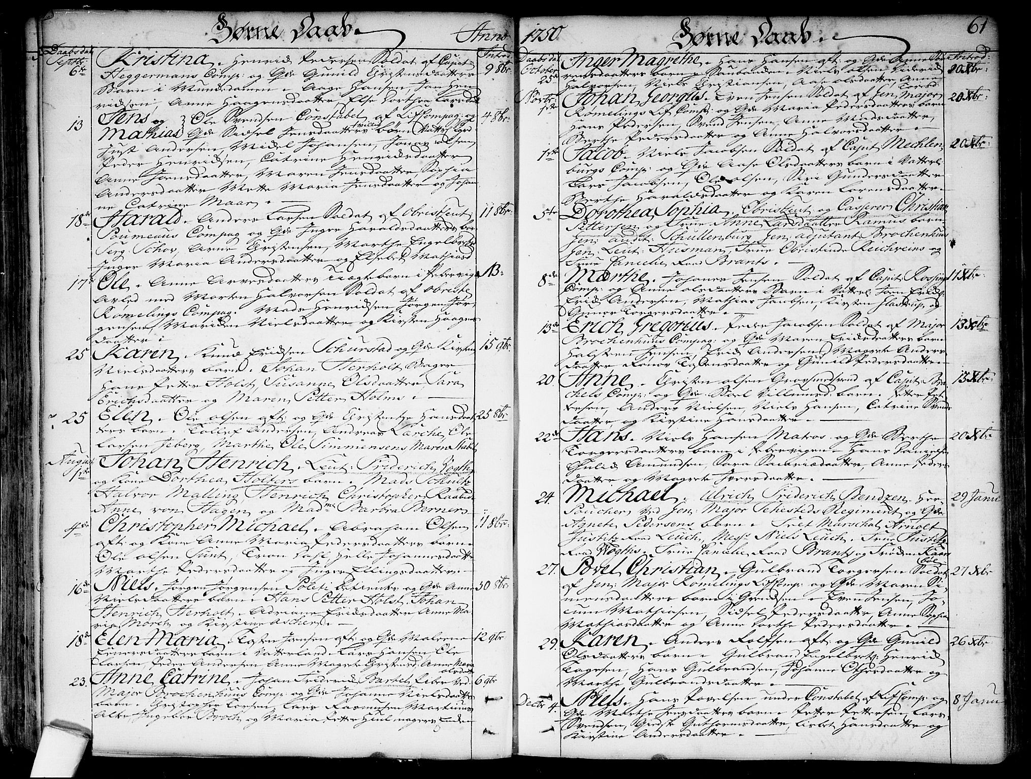 Garnisonsmenigheten Kirkebøker, SAO/A-10846/F/Fa/L0001: Parish register (official) no. 1, 1734-1756, p. 61