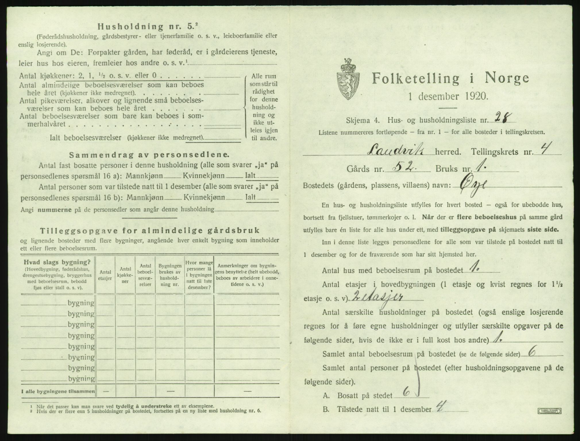 SAK, 1920 census for Landvik, 1920, p. 736