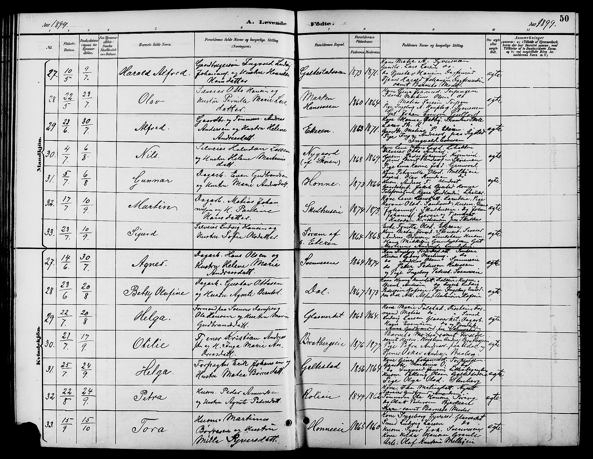 Biri prestekontor, AV/SAH-PREST-096/H/Ha/Hab/L0004: Parish register (copy) no. 4, 1892-1909, p. 50