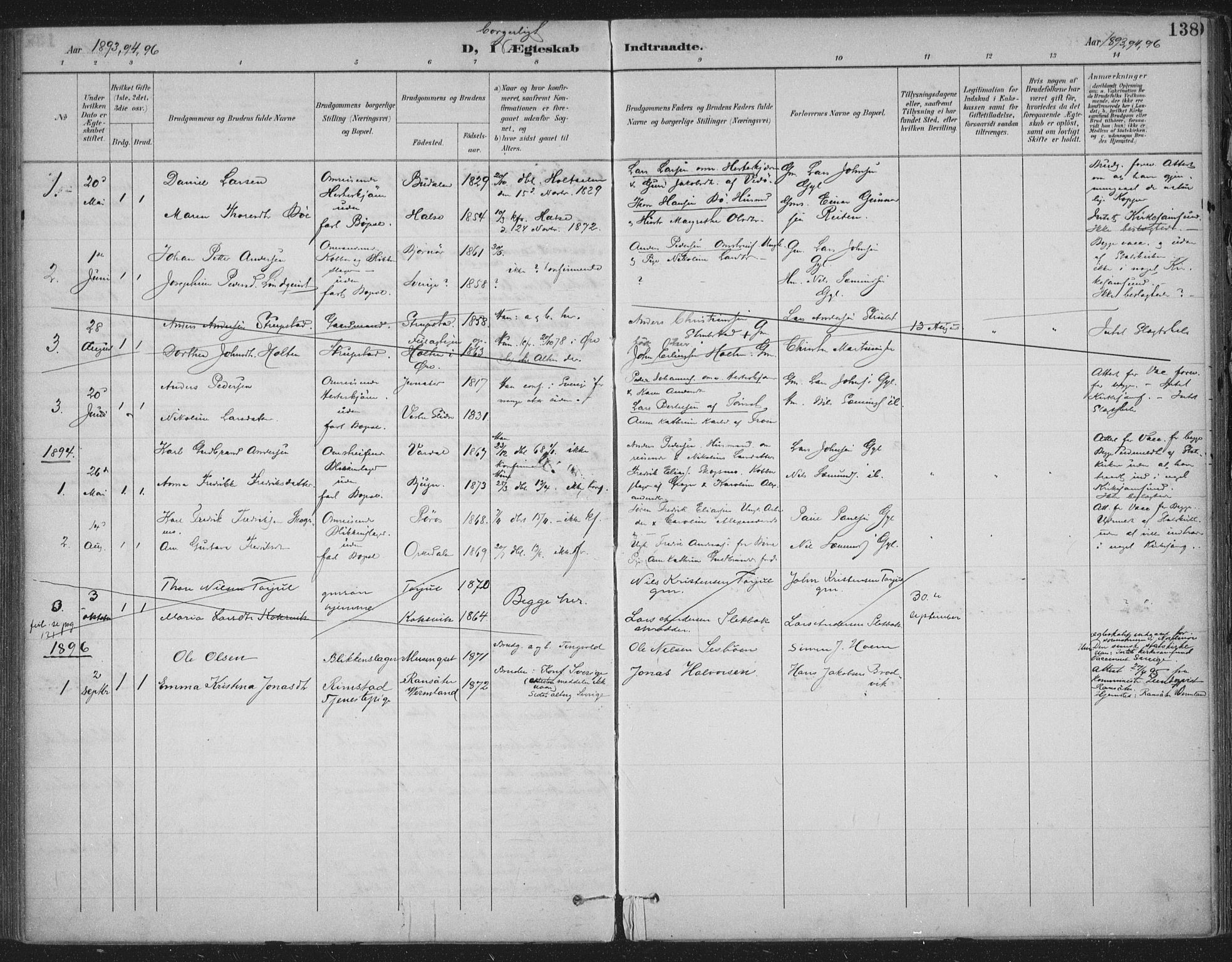 Ministerialprotokoller, klokkerbøker og fødselsregistre - Møre og Romsdal, SAT/A-1454/586/L0988: Parish register (official) no. 586A14, 1893-1905, p. 138