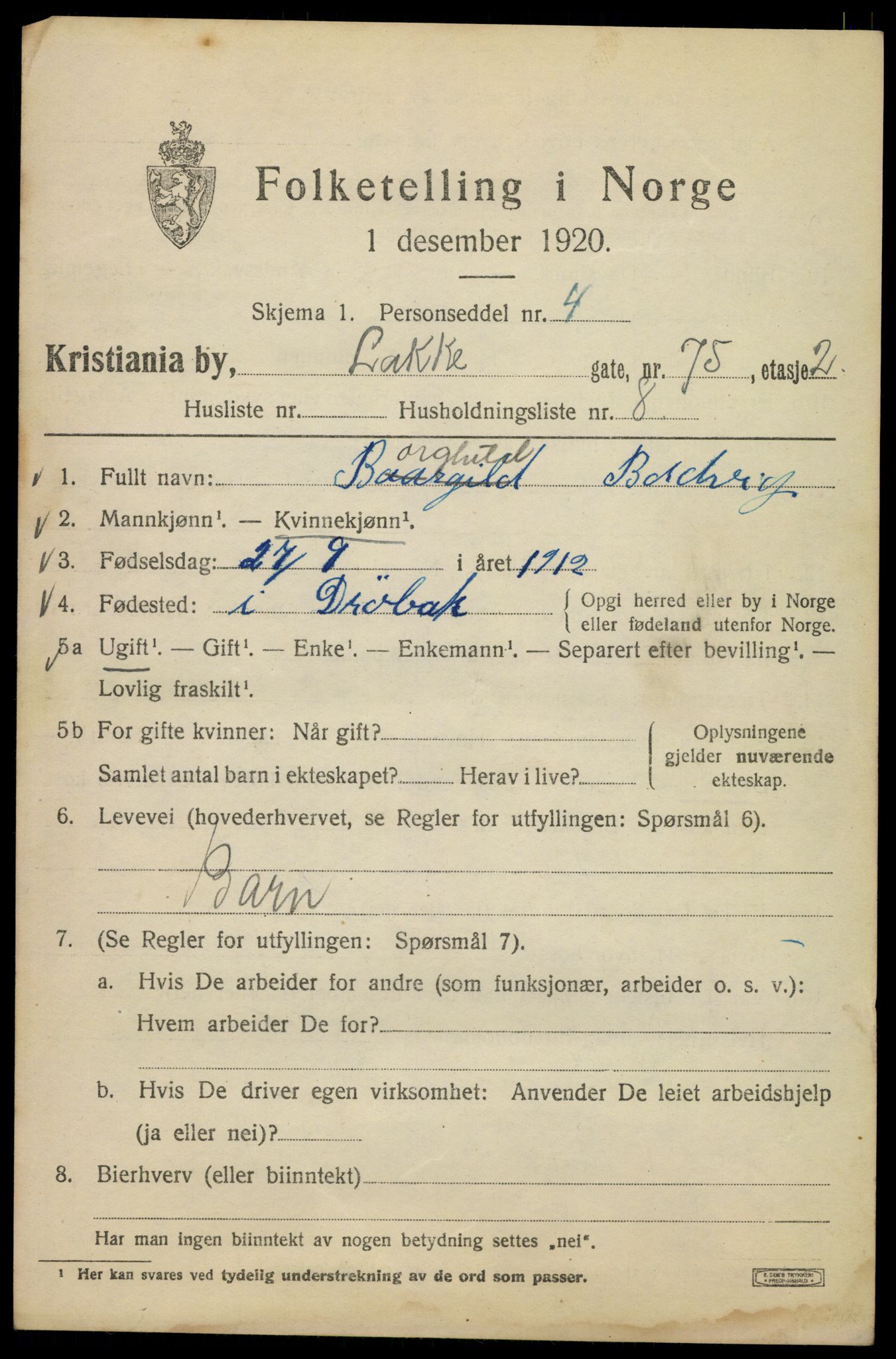 SAO, 1920 census for Kristiania, 1920, p. 357679