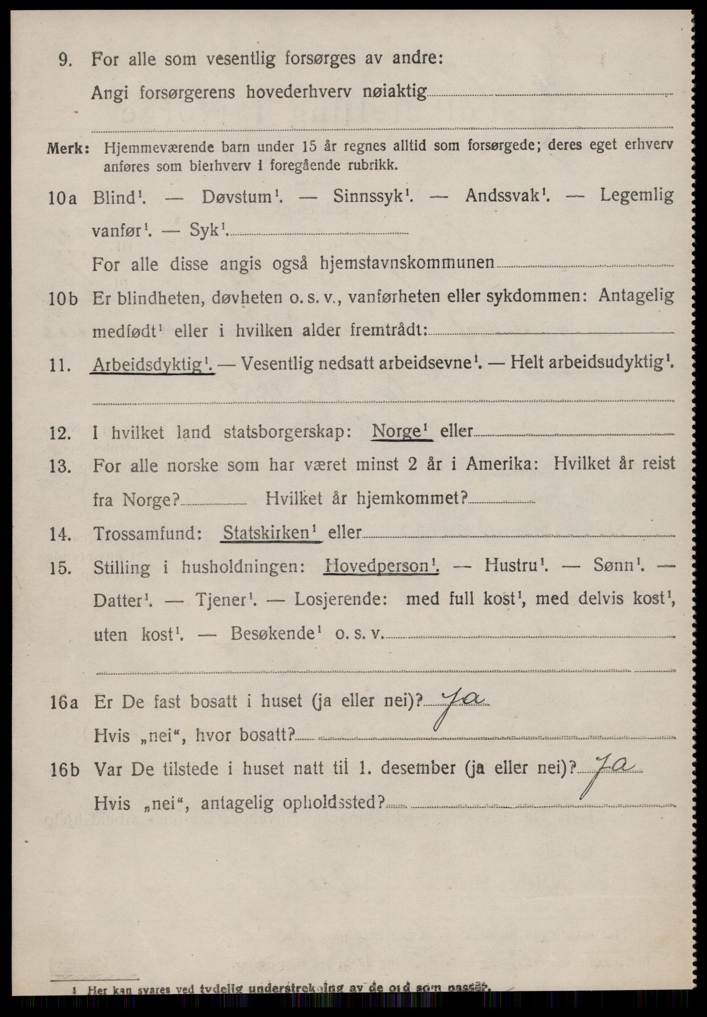 SAT, 1920 census for Volda, 1920, p. 8639