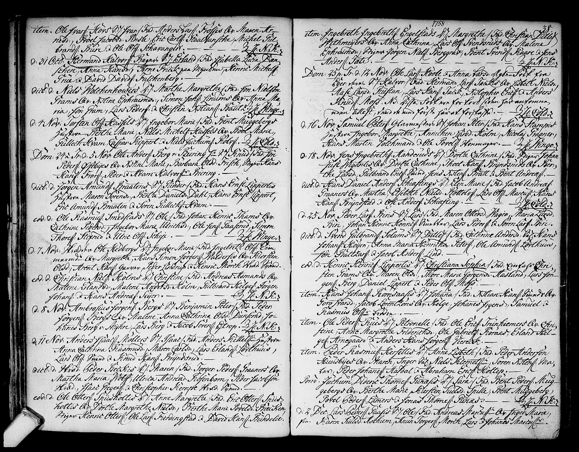 Kongsberg kirkebøker, SAKO/A-22/F/Fa/L0004: Parish register (official) no. I 4, 1756-1768, p. 38
