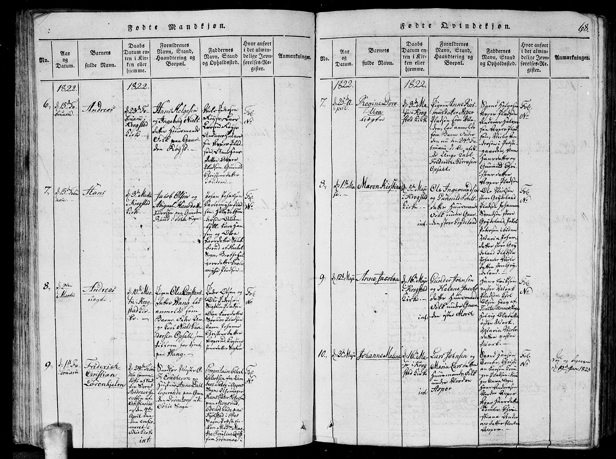 Kråkstad prestekontor Kirkebøker, AV/SAO-A-10125a/G/Ga/L0001: Parish register (copy) no. I 1, 1813-1824, p. 68