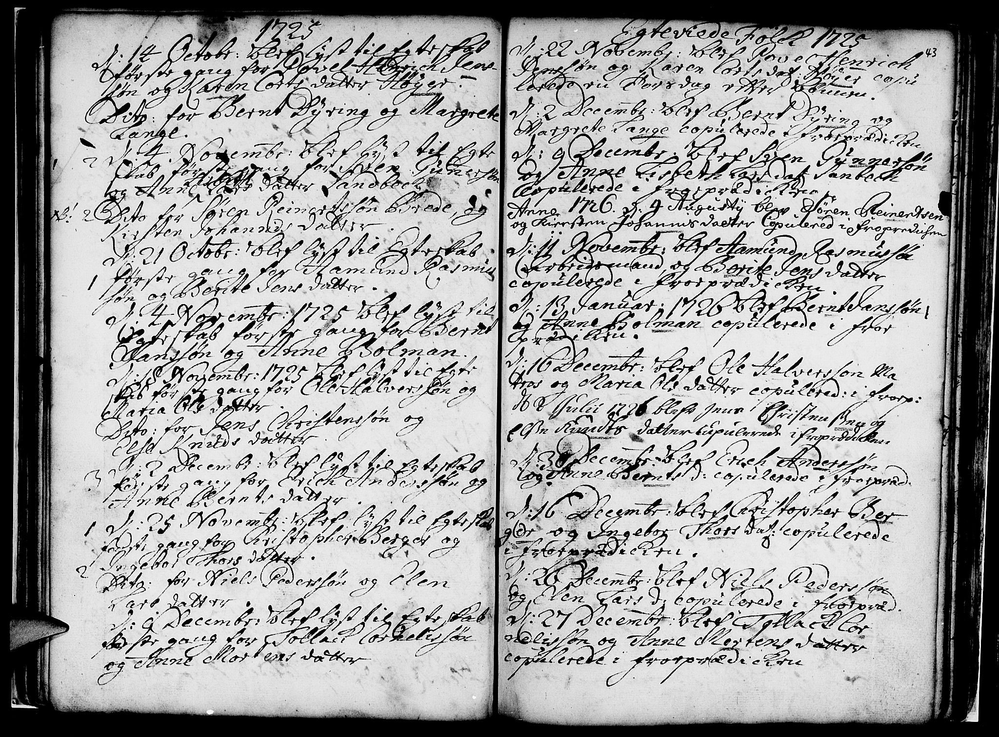 Nykirken Sokneprestembete, AV/SAB-A-77101/H/Haa/L0007: Parish register (official) no. A 7, 1719-1781, p. 43