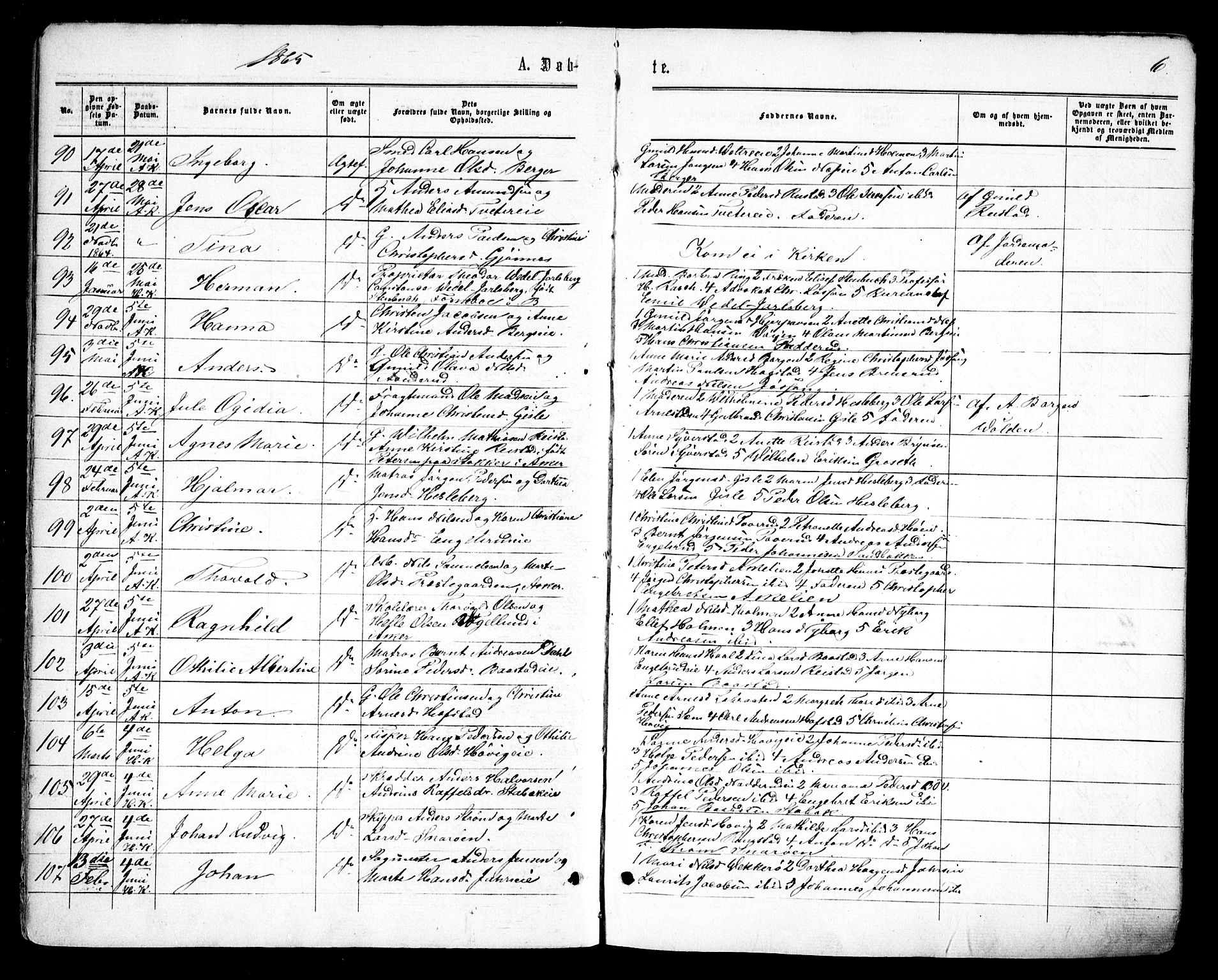Asker prestekontor Kirkebøker, SAO/A-10256a/F/Fa/L0008: Parish register (official) no. I 8, 1865-1878, p. 6