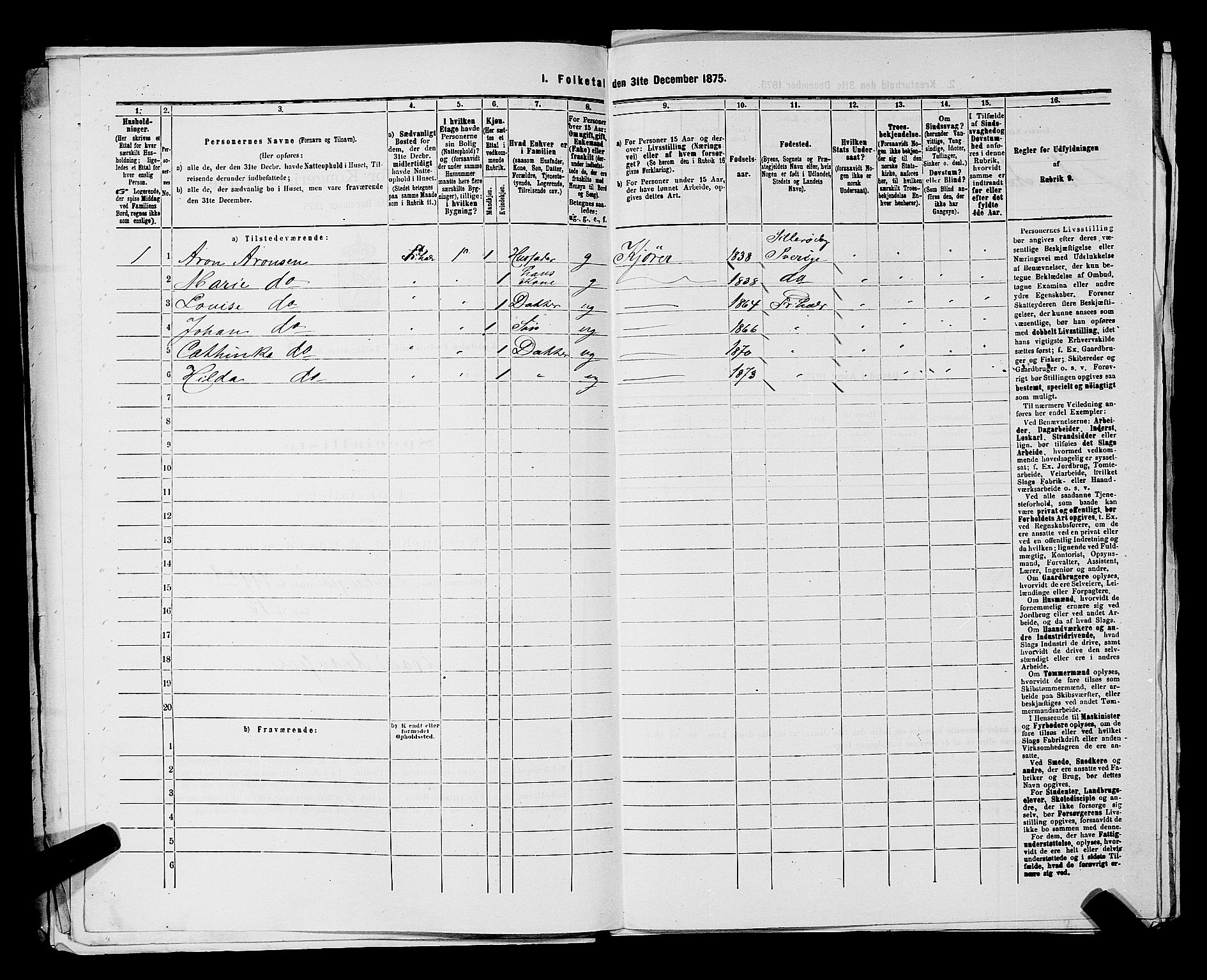 RA, 1875 census for 0101P Fredrikshald, 1875, p. 1222