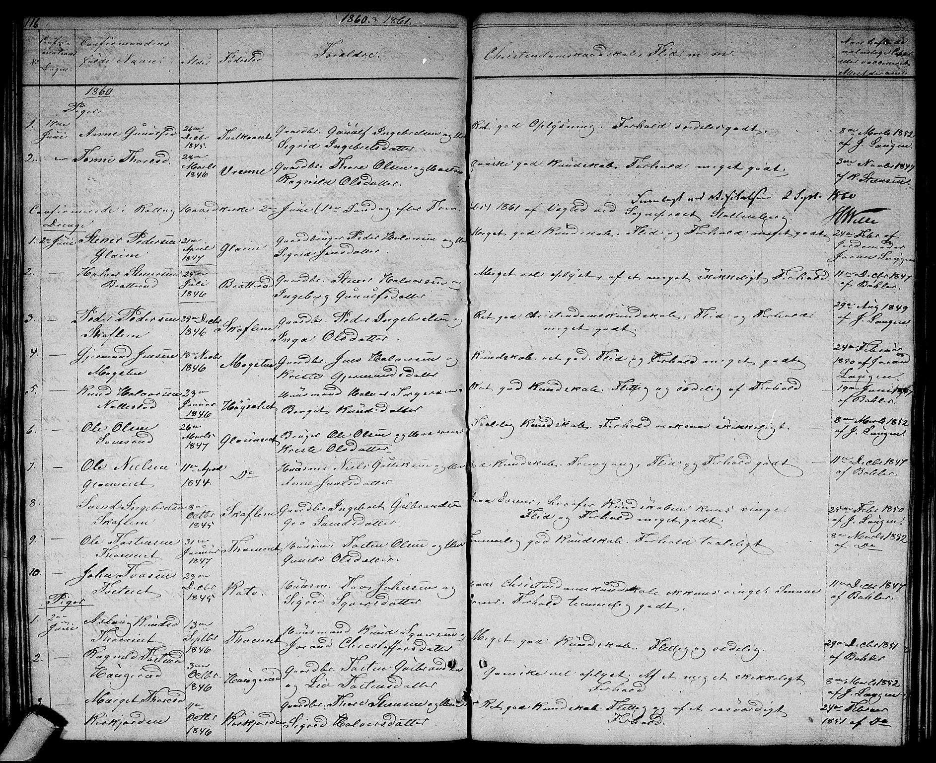 Rollag kirkebøker, AV/SAKO-A-240/G/Gb/L0001: Parish register (copy) no. II 1, 1836-1877, p. 116