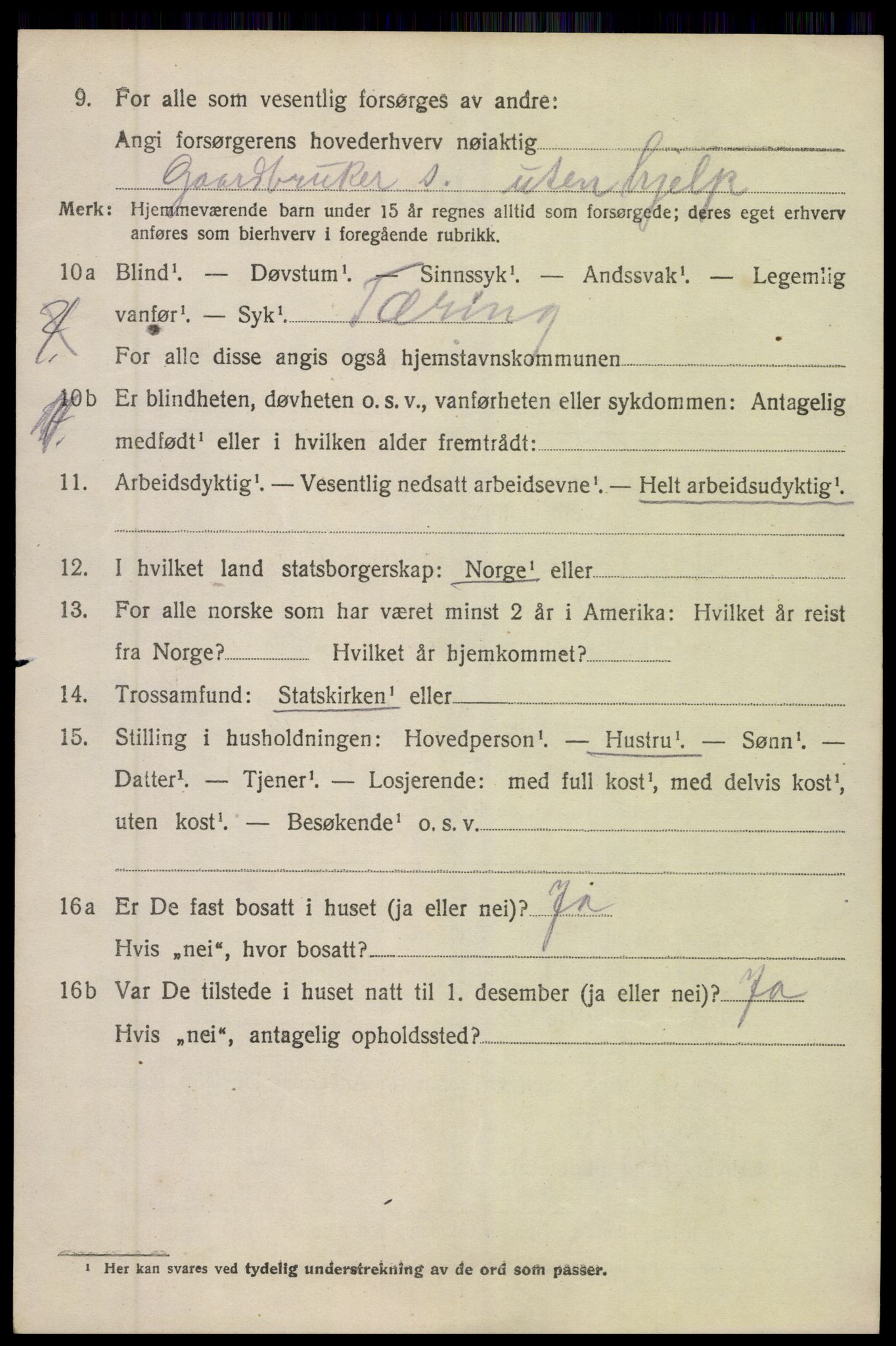 SAK, 1920 census for Øyestad, 1920, p. 2489