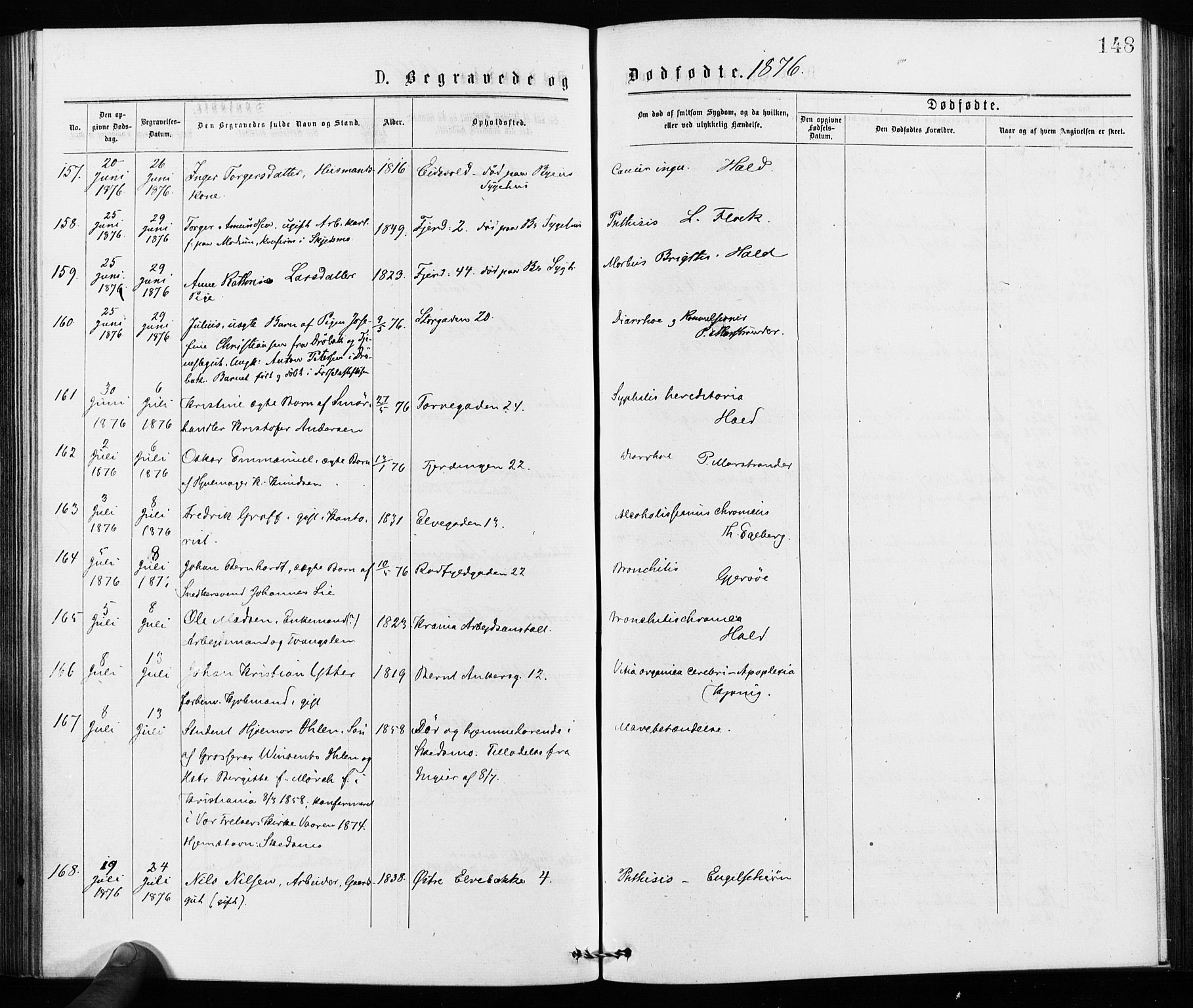 Jakob prestekontor Kirkebøker, AV/SAO-A-10850/F/Fa/L0002: Parish register (official) no. 2, 1875-1879, p. 148