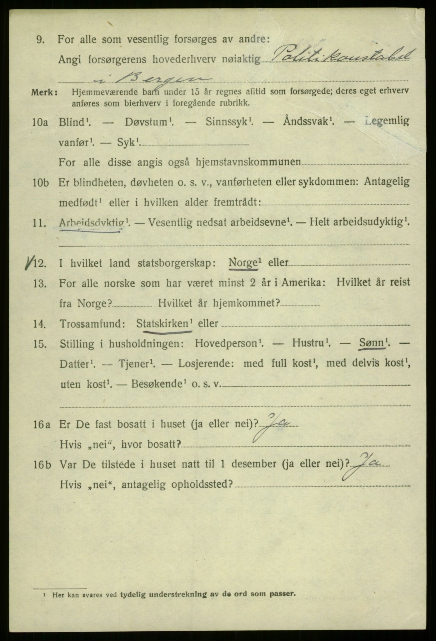 SAB, 1920 census for Bergen, 1920, p. 118418