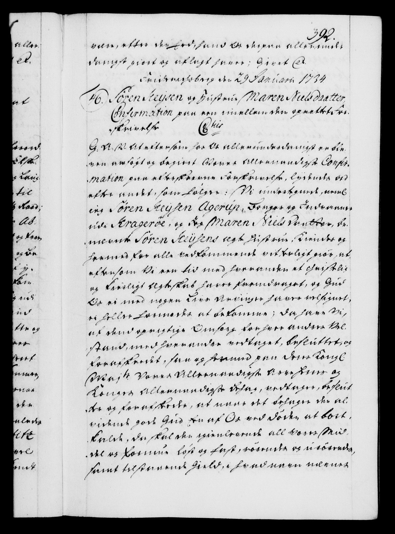 Danske Kanselli 1572-1799, AV/RA-EA-3023/F/Fc/Fca/Fcaa/L0028: Norske registre, 1733-1734, p. 392a