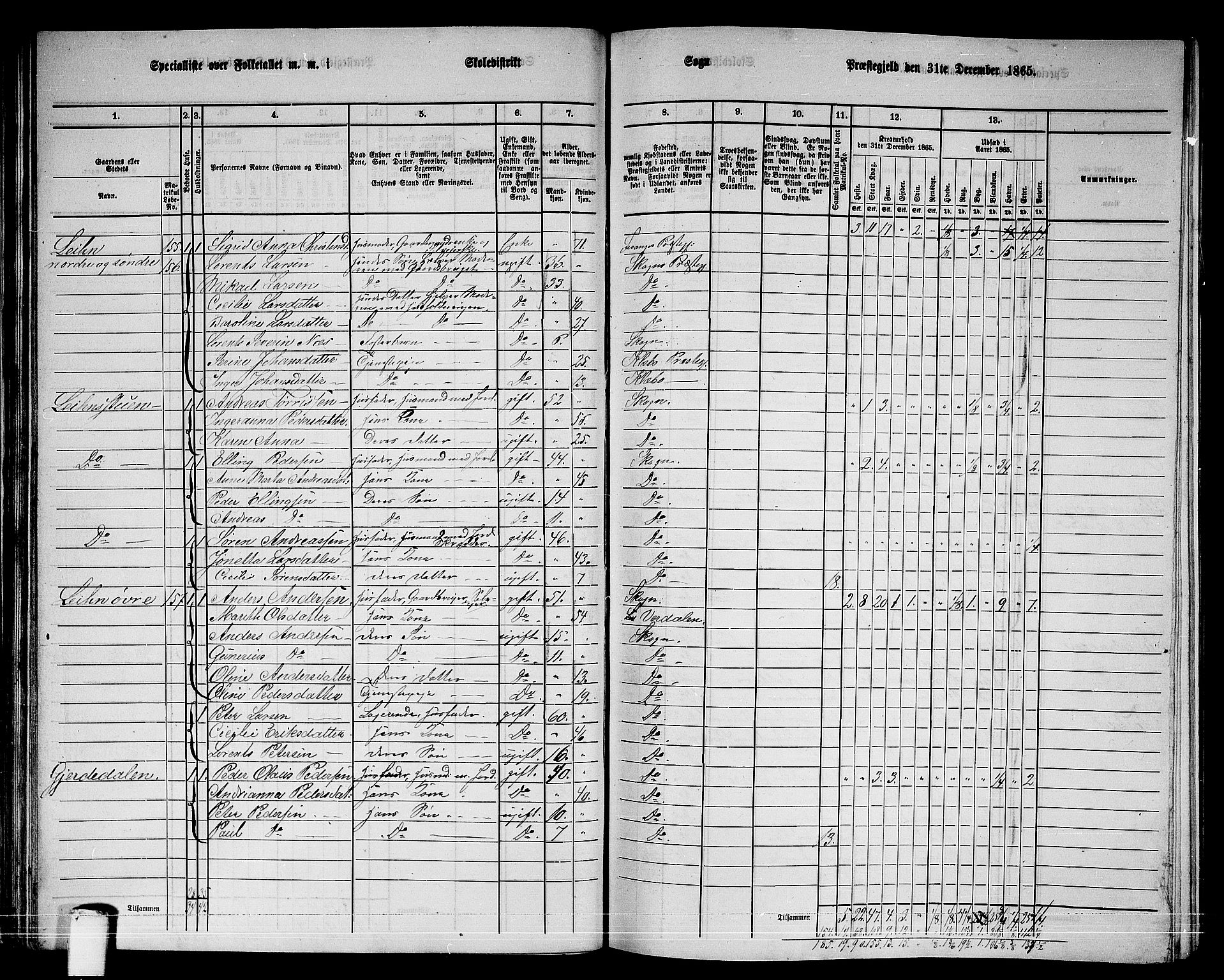 RA, 1865 census for Skogn, 1865, p. 55