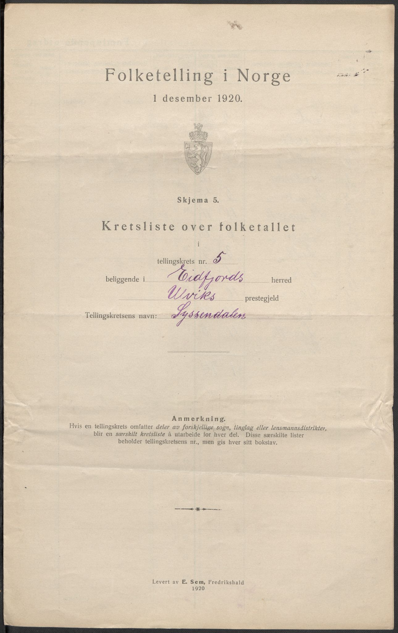 SAB, 1920 census for Eidfjord, 1920, p. 17