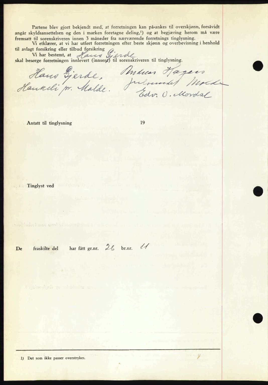 Romsdal sorenskriveri, AV/SAT-A-4149/1/2/2C: Mortgage book no. A11, 1941-1942, Diary no: : 1966/1941