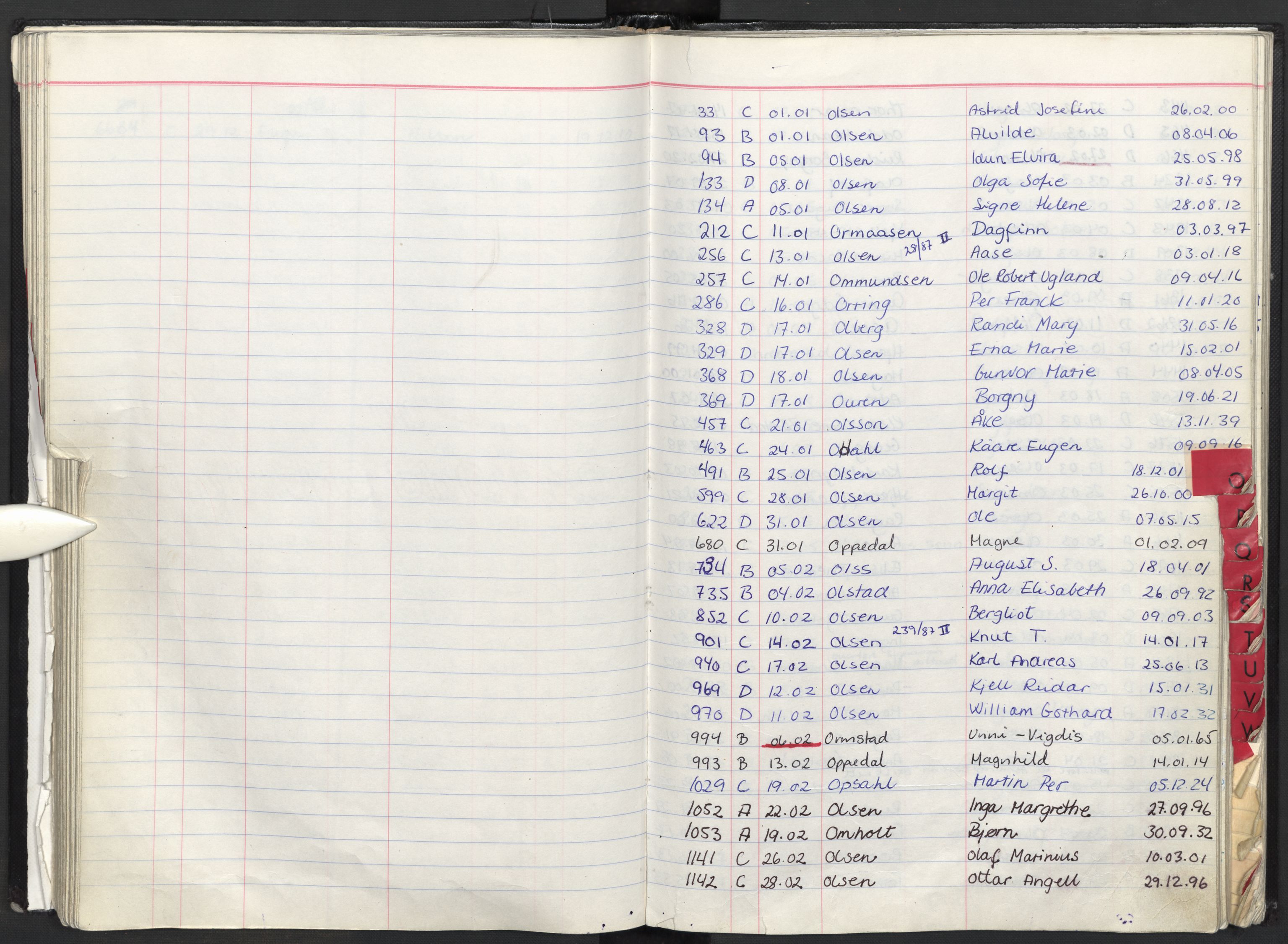 Oslo skifterett, AV/SAO-A-10383/F/Fa/Faa/L0087: Navneregister dødsfallssaker, 1987