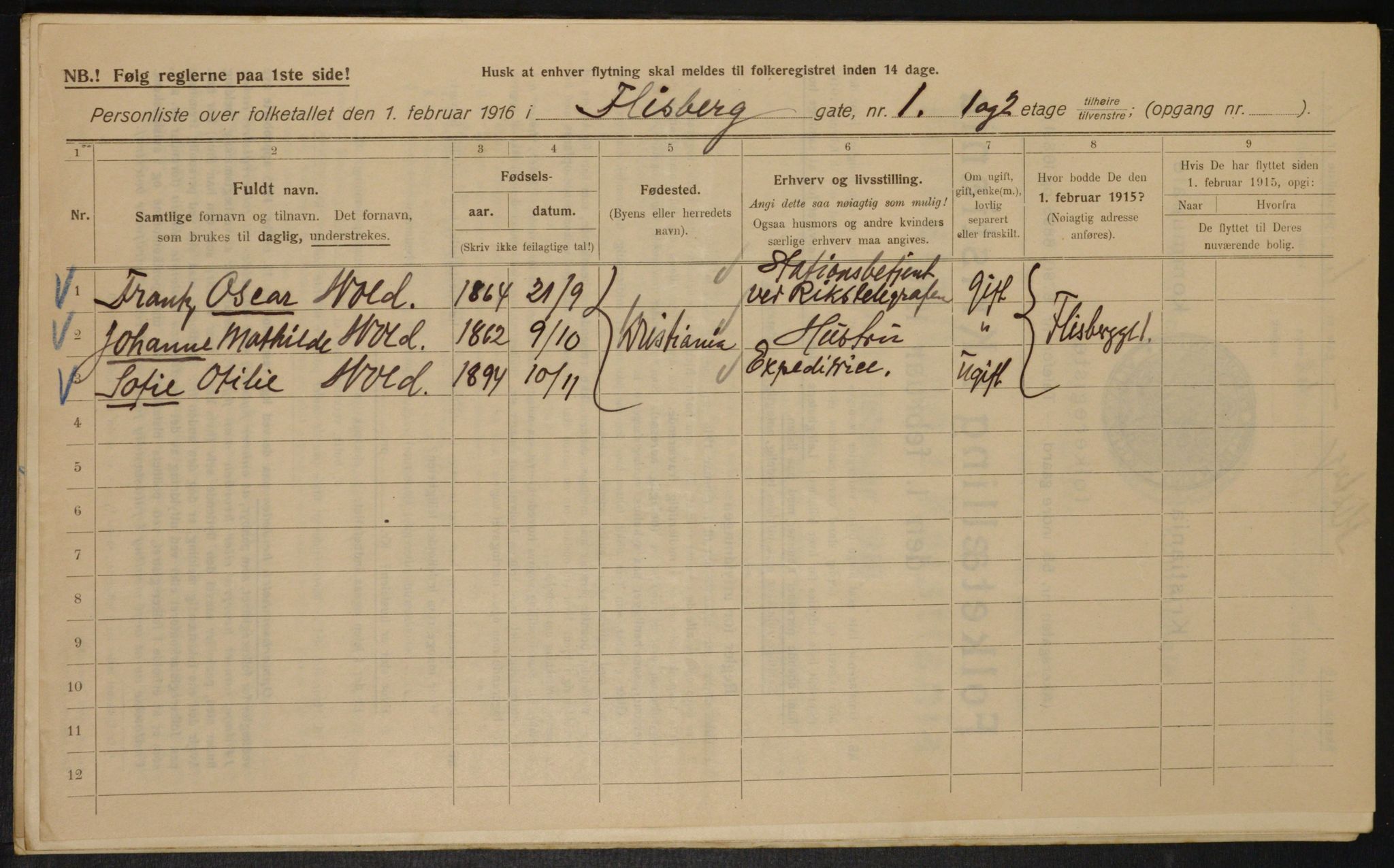 OBA, Municipal Census 1916 for Kristiania, 1916, p. 25000