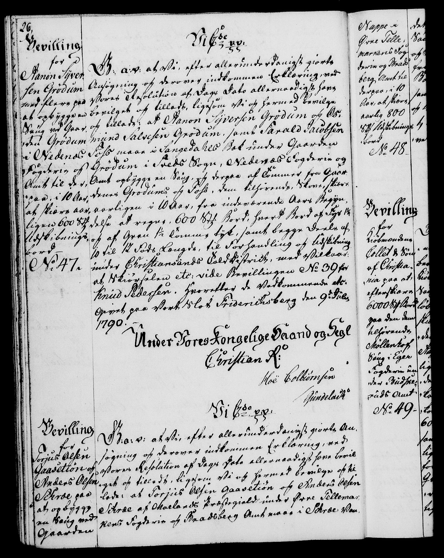 Rentekammeret, Kammerkanselliet, RA/EA-3111/G/Gg/Gga/L0015: Norsk ekspedisjonsprotokoll med register (merket RK 53.15), 1790-1791, p. 26